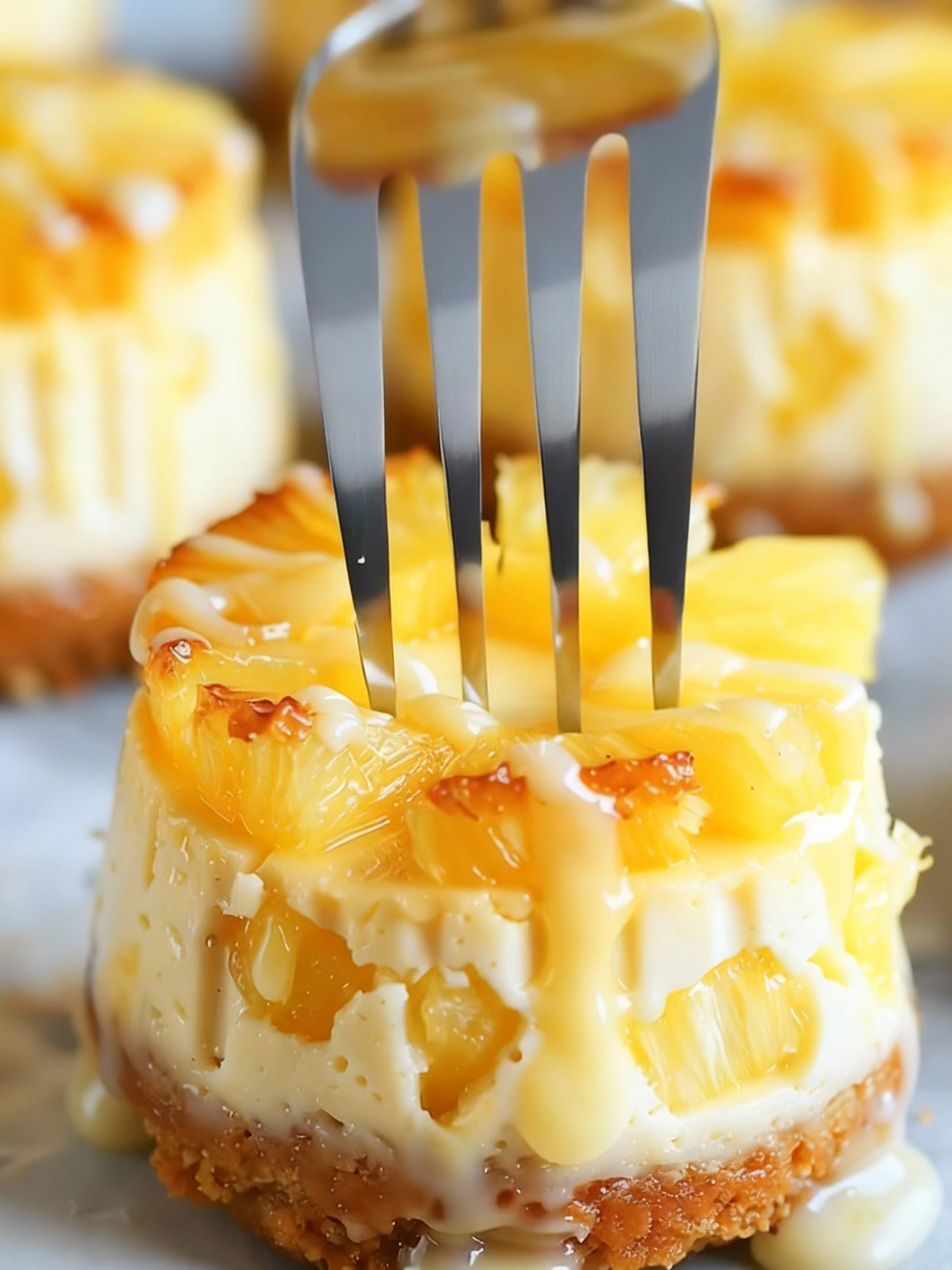 Mini Pineapple Upside-Down Cheesecakes finished