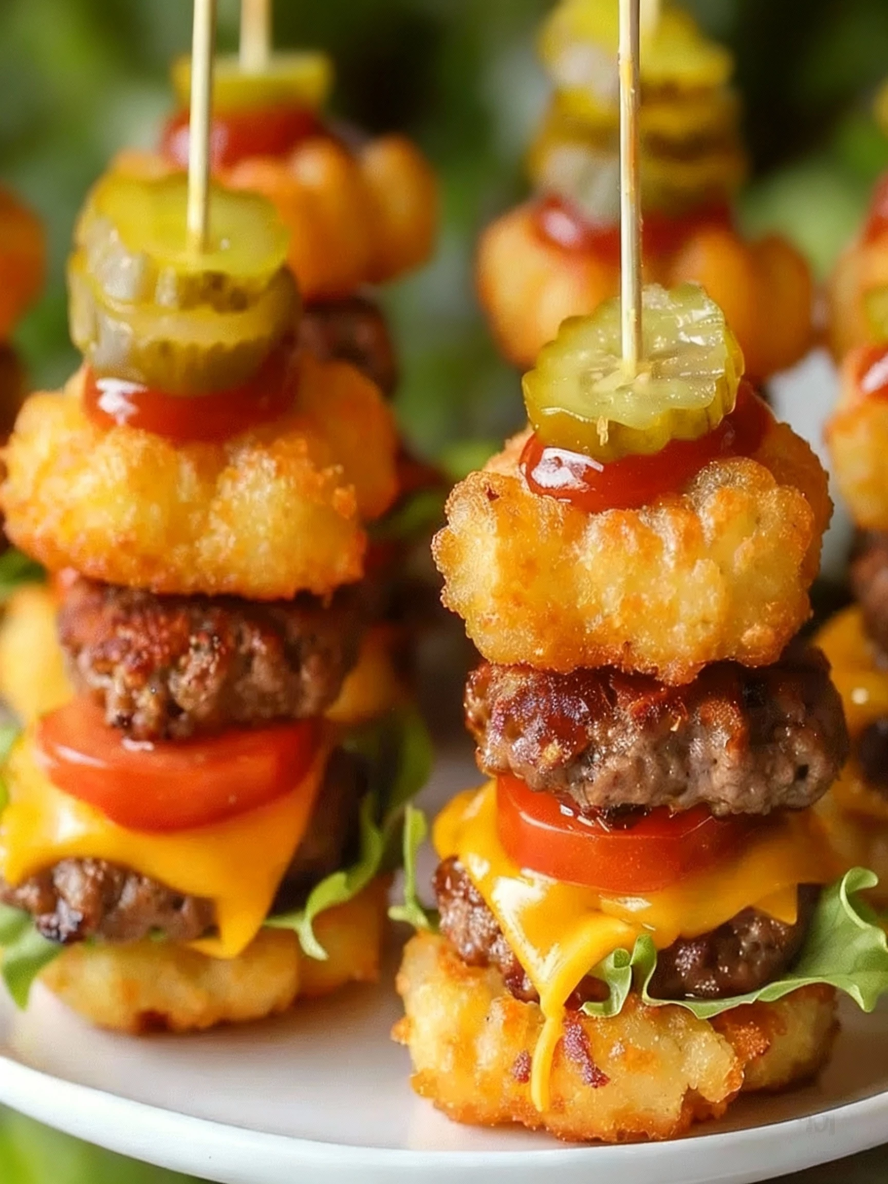 Mini Tater Tot Cheeseburgers finished