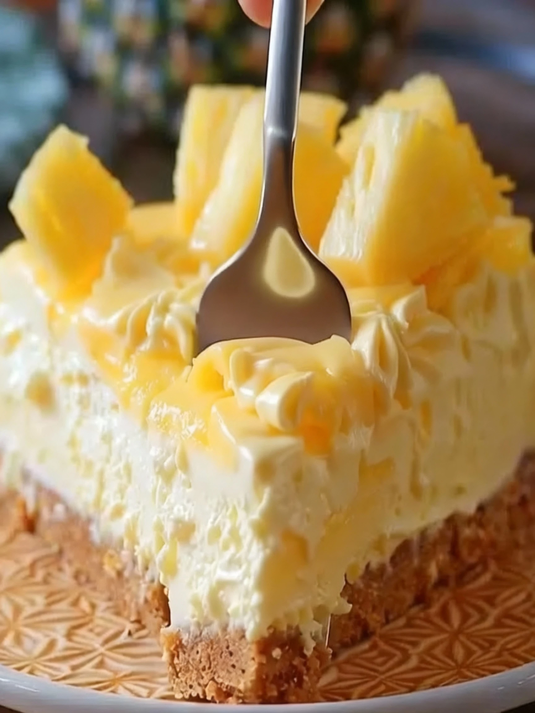 No Bake Pineapple Heaven Cheesecake finished