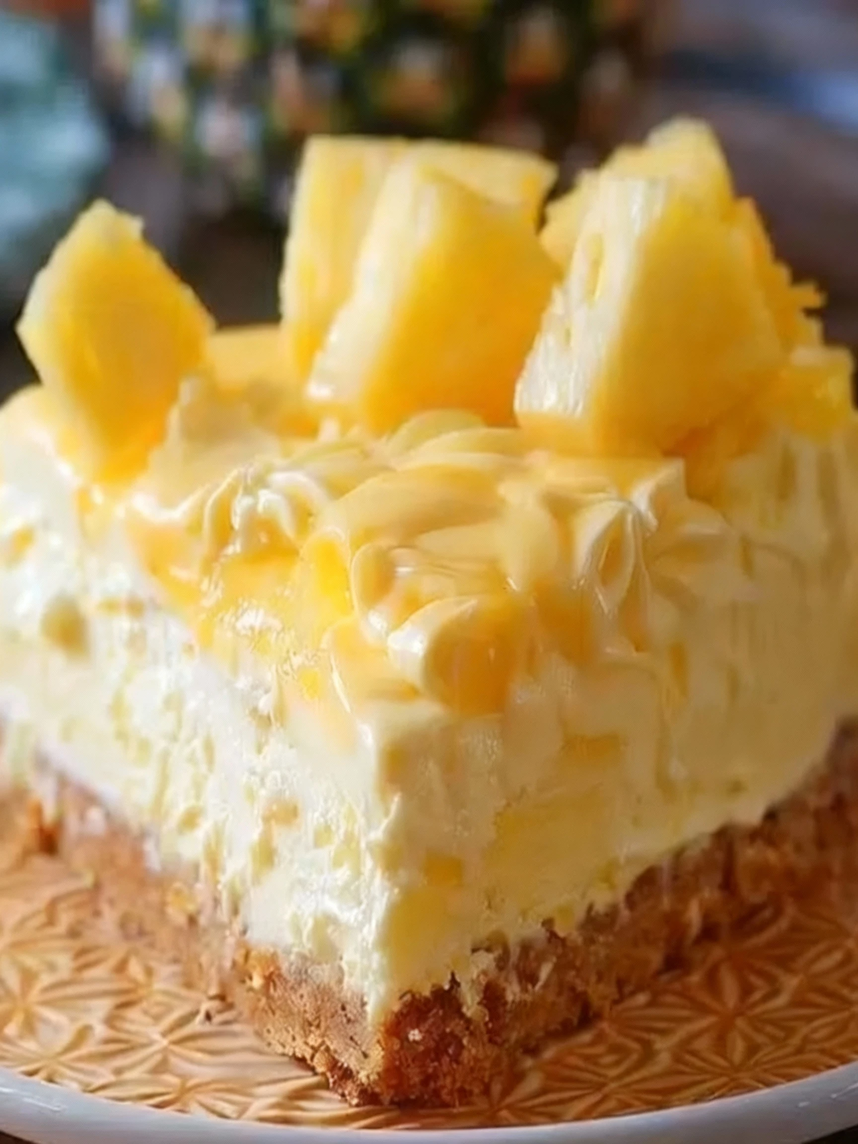 No Bake Pineapple Heaven Cheesecake finished