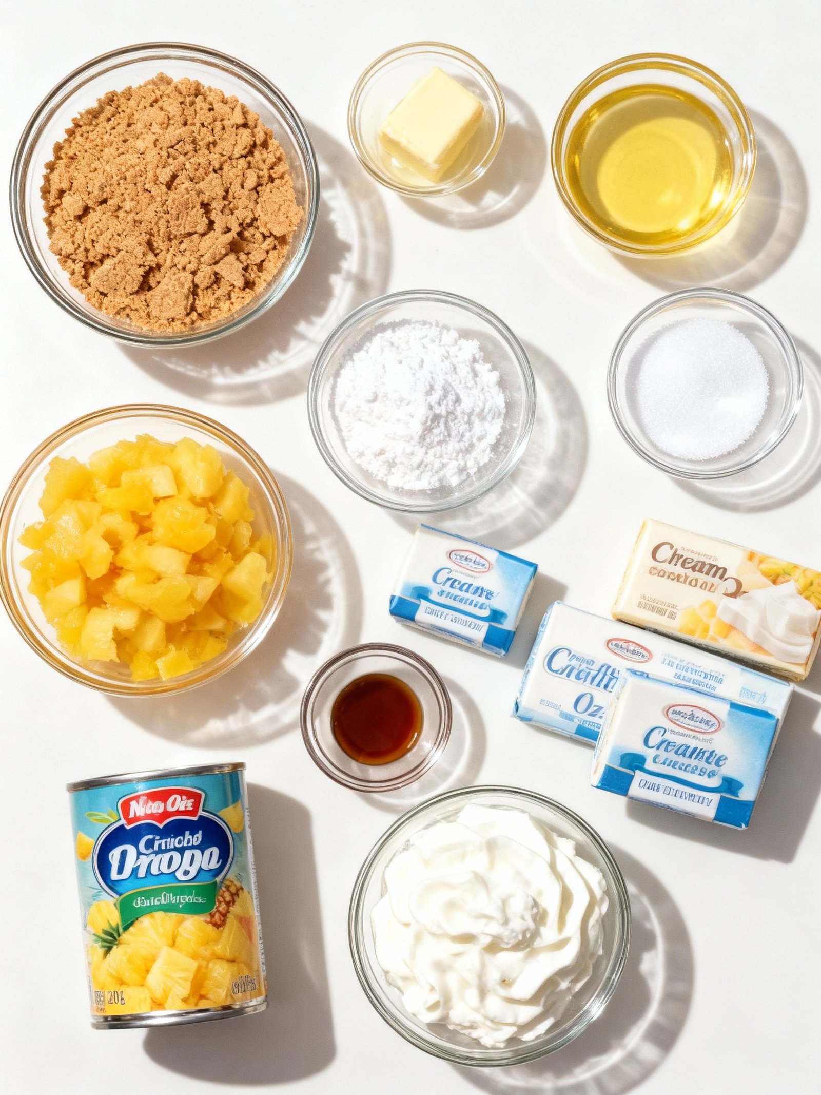 No Bake Pineapple Heaven Cheesecake ingredients