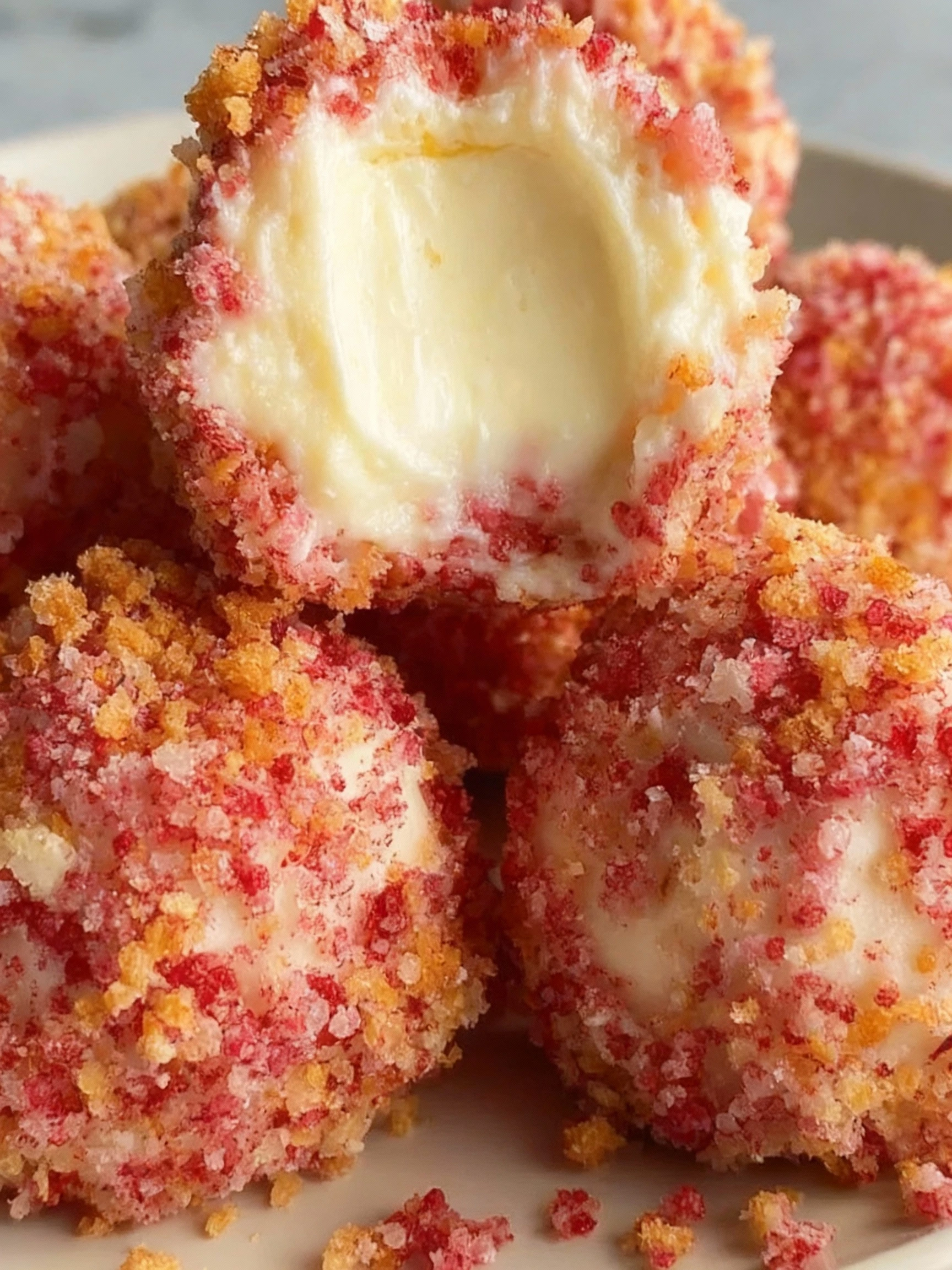 No-Bake Strawberry Cheesecake Truffles finished