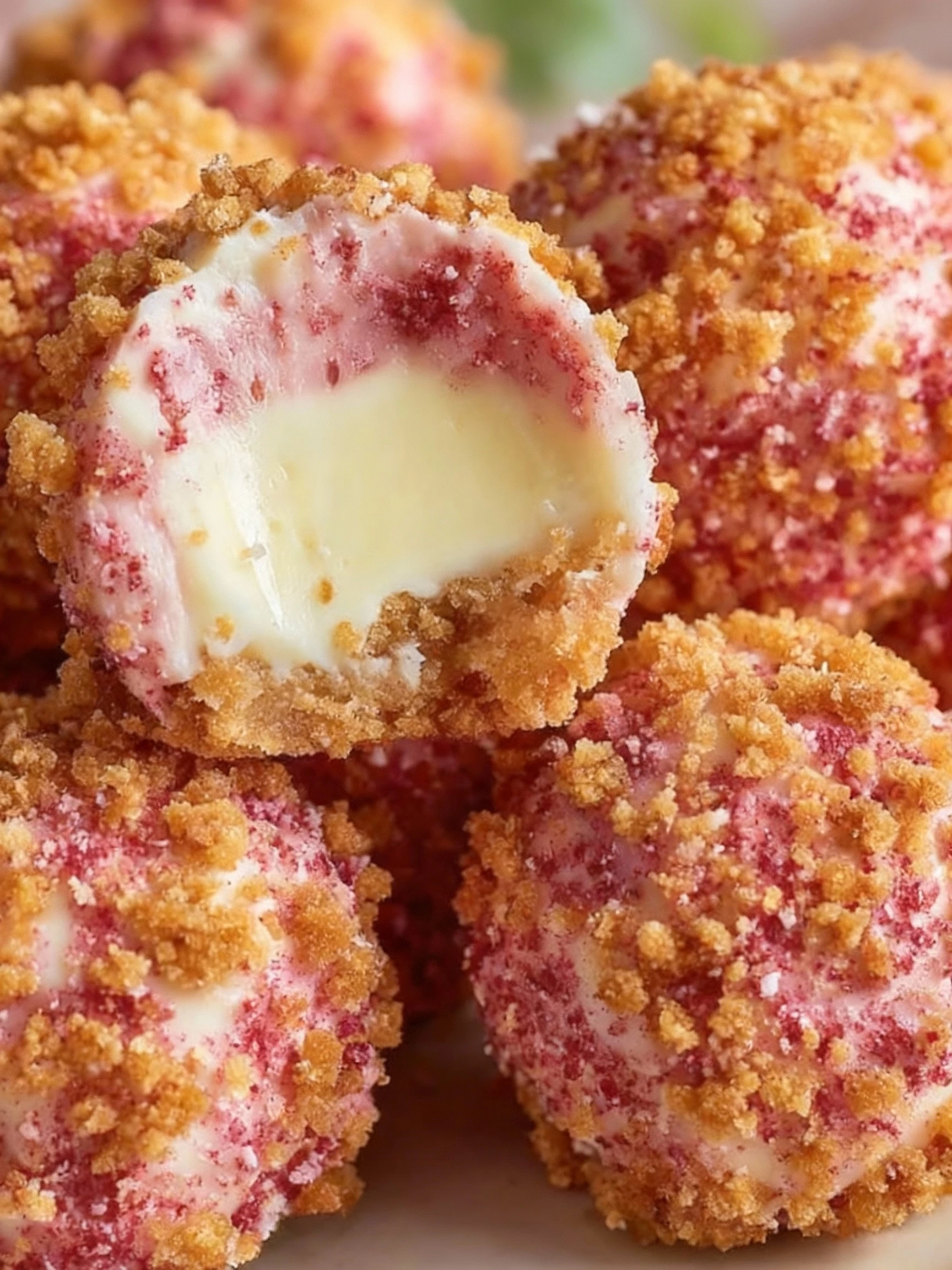 No-Bake Strawberry Cheesecake Truffles finished
