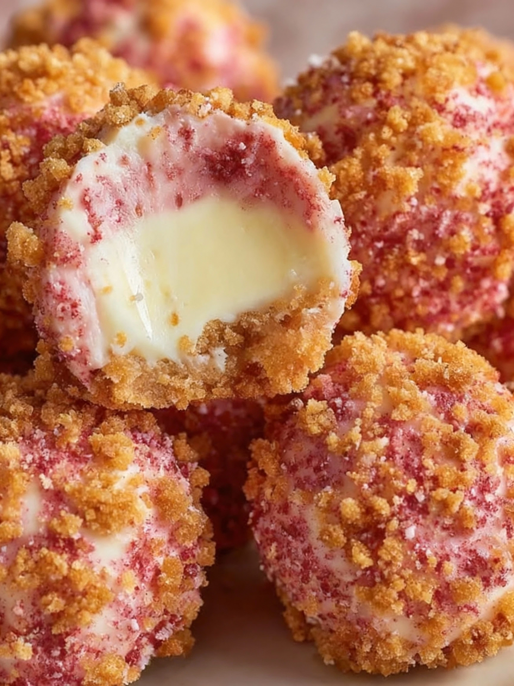 No-Bake Strawberry Cheesecake Truffles finished