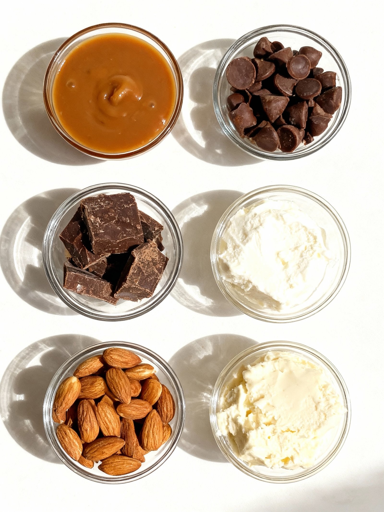 No Bake Turtle Mini Cheesecakes Indulge in creamy cheesecakes with caramel chocolate and almonds ingredients