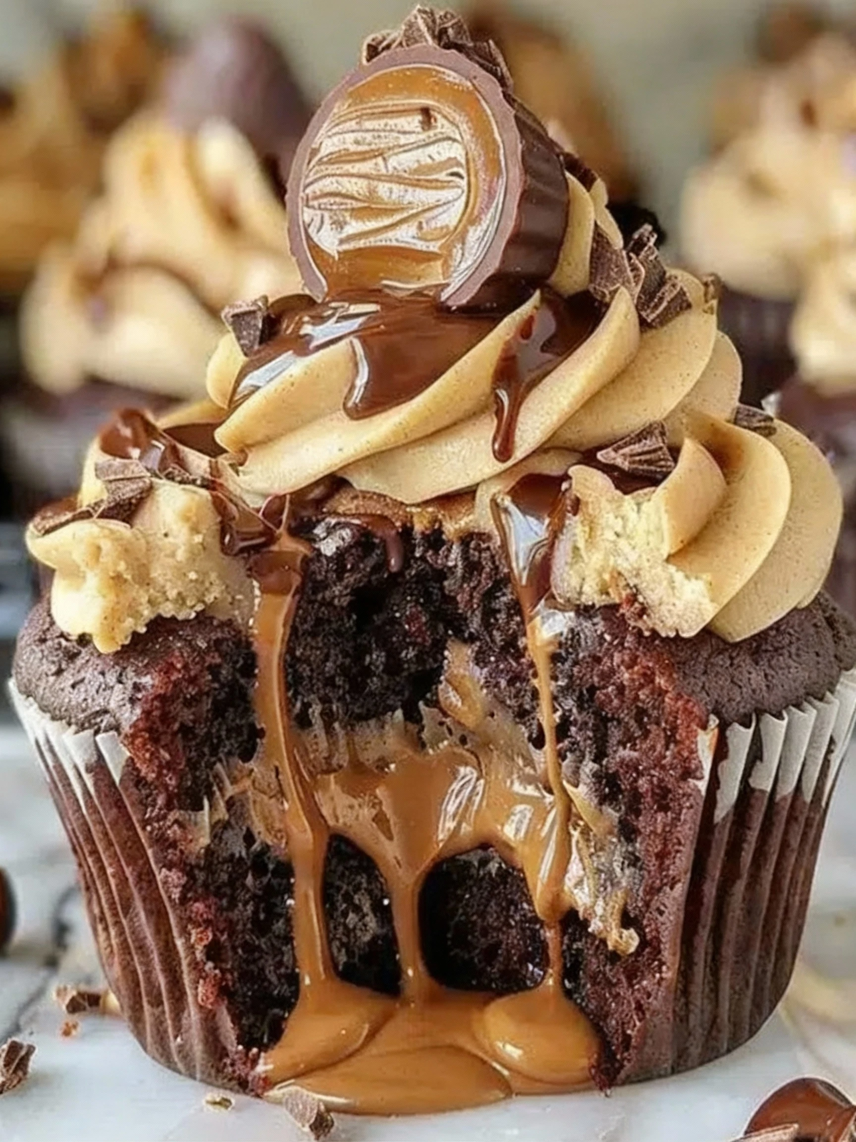 Recipe Title: Peanut Butter Cup Lava Cupcakes finished