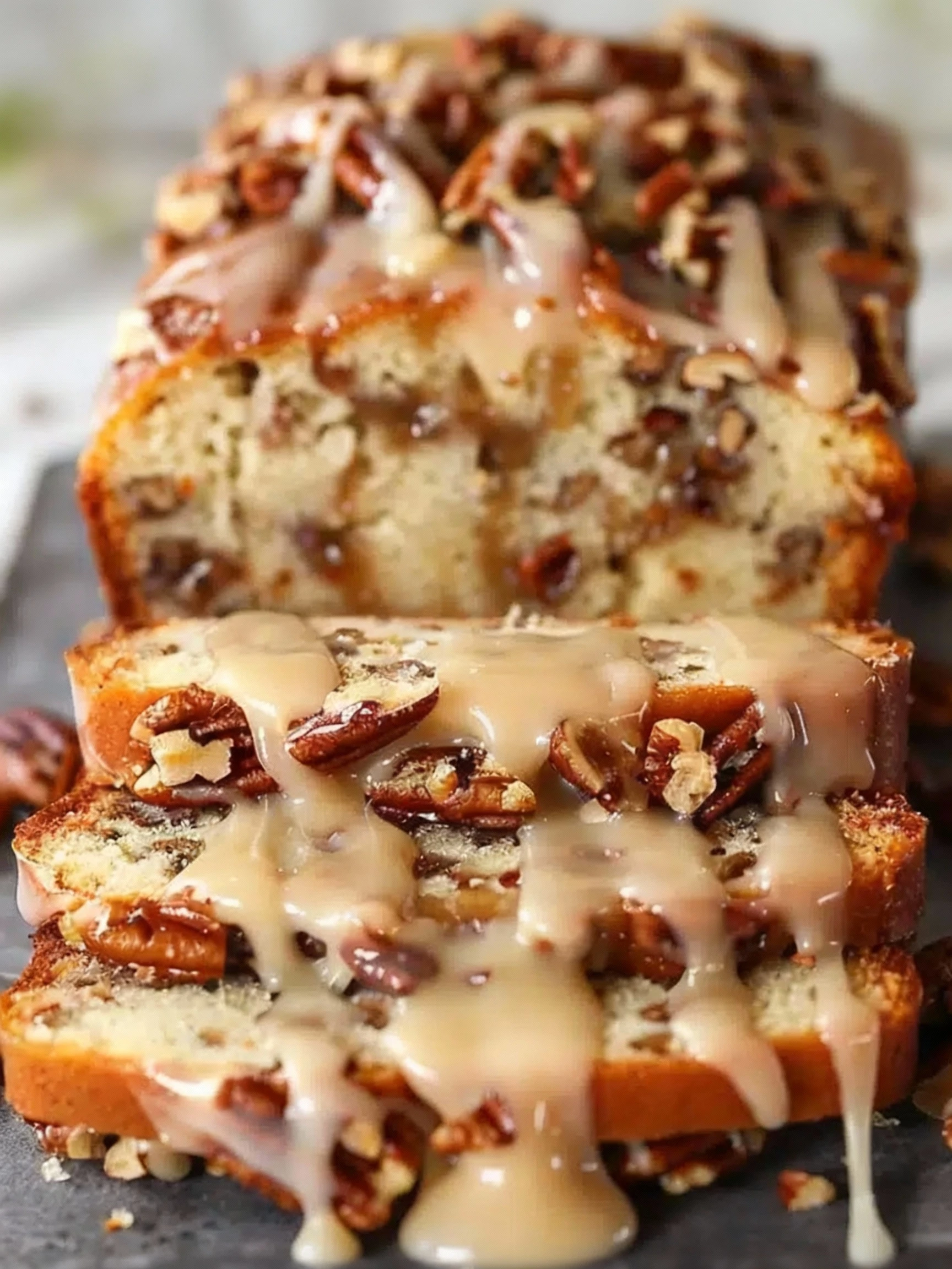 Pecan Praline Buttermilk Loaf Cake finished