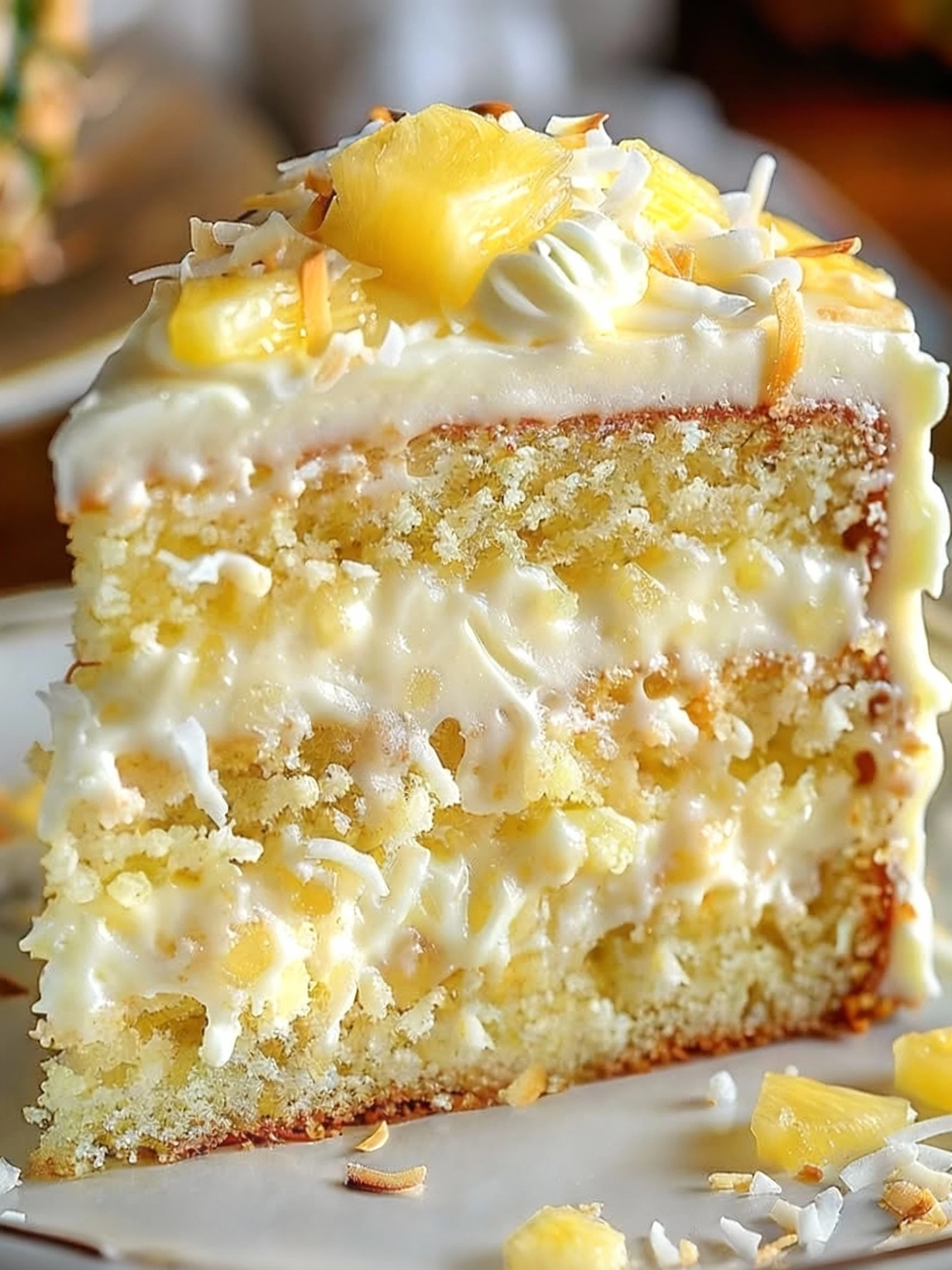 Pineapple Coconut Dream Cake Recipe in First Comment Enjoy dessert cake pineapplecoconutcake Tropical finished