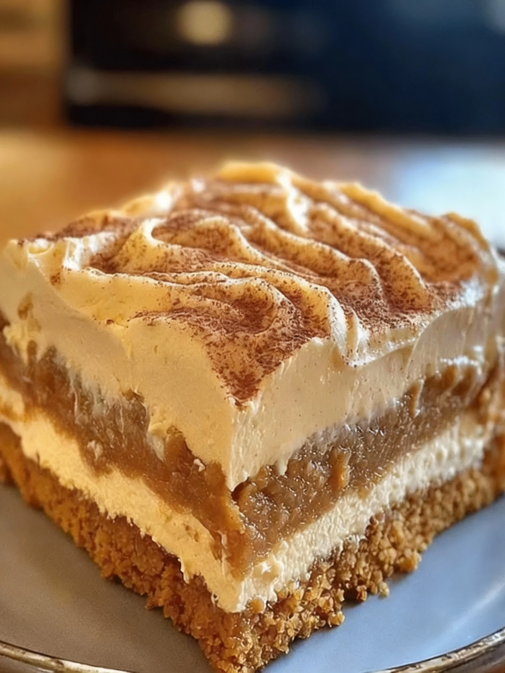 Pumpkin Spice Gooey Cake with Cream Cheese Frosting finished