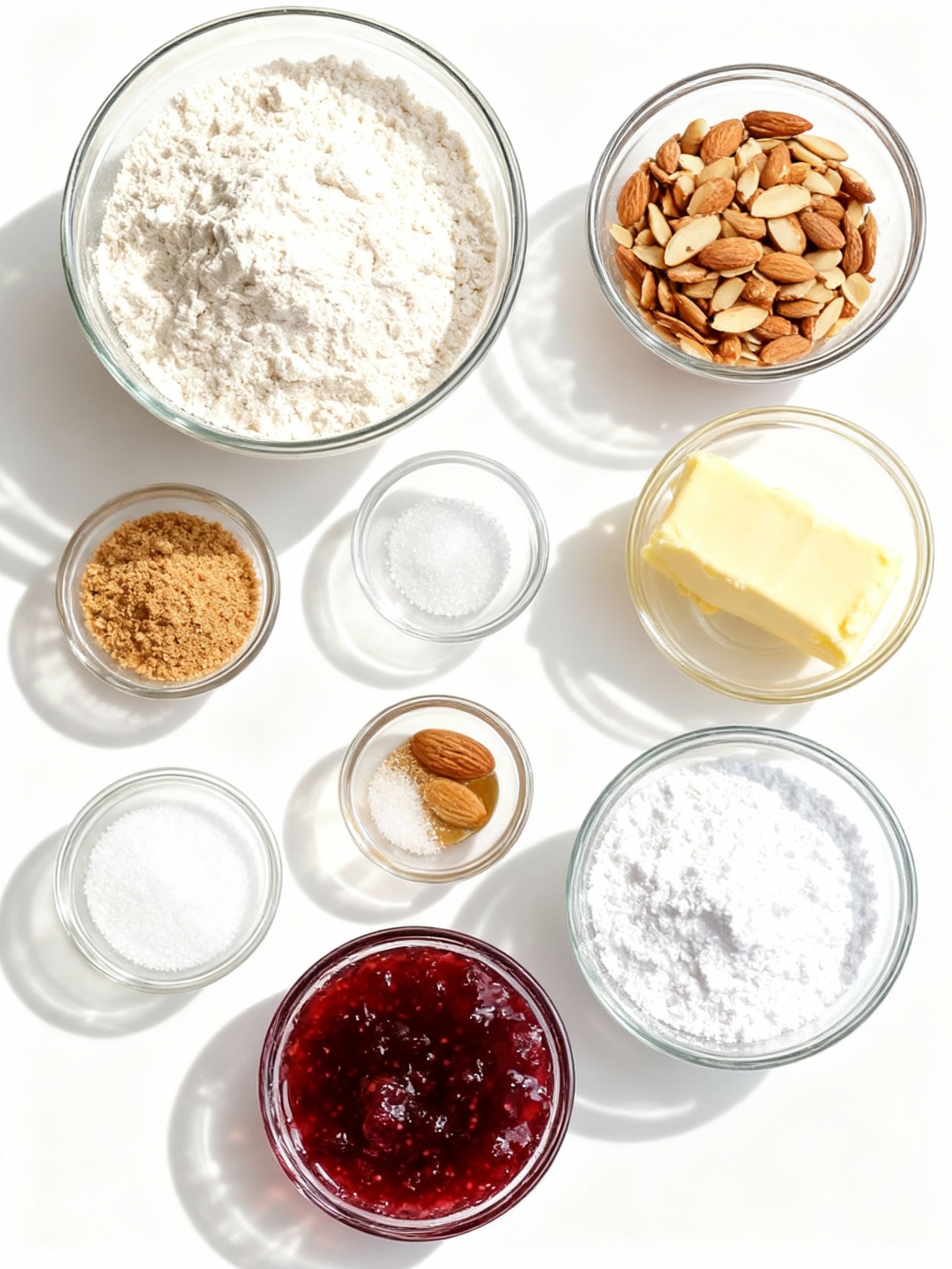 Raspberry-Filled Almond Snow Cookies ingredients