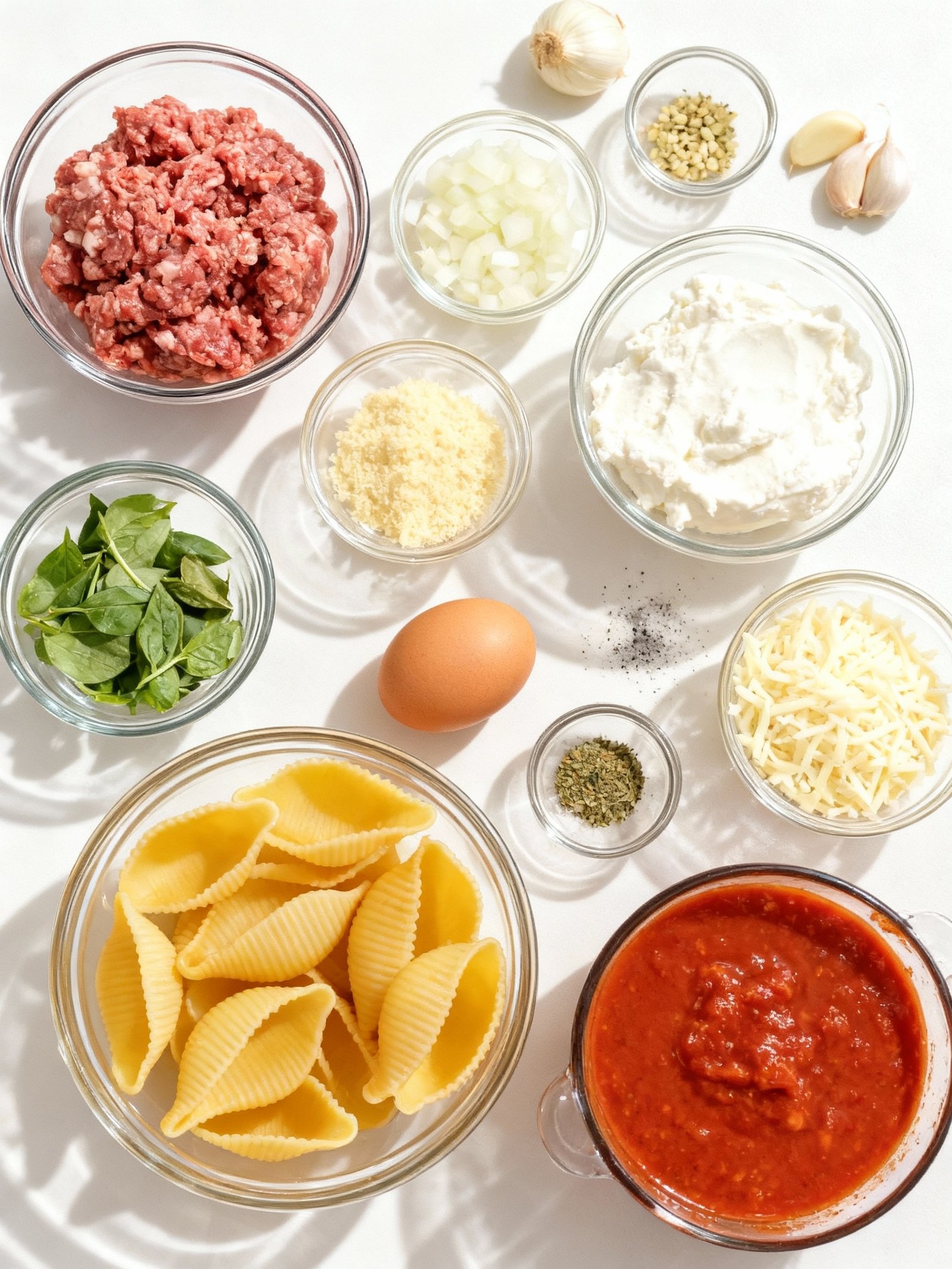 Ricotta Beef Shells Recipe ingredients