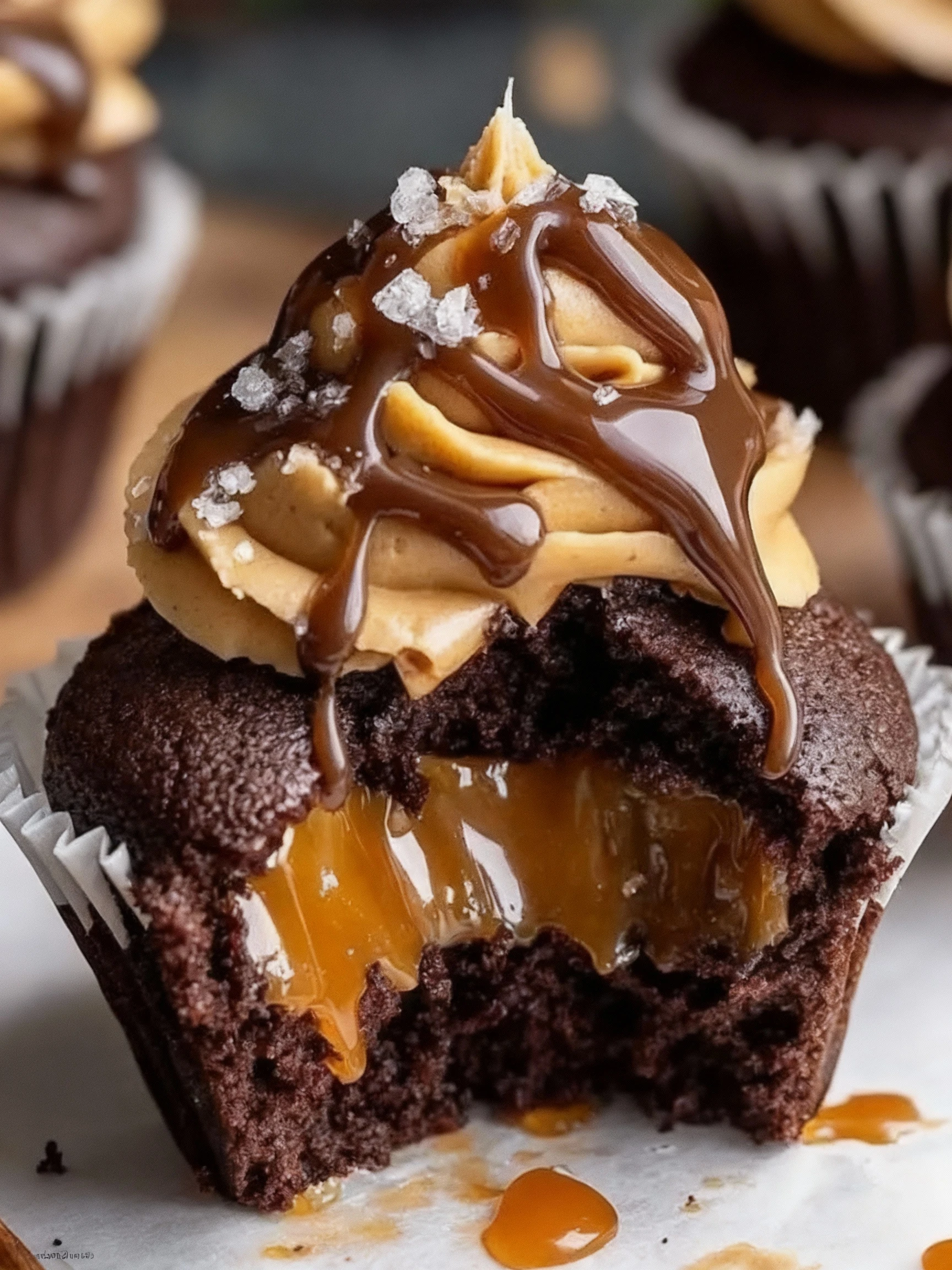 Salted Caramel Chocolate Cupcakes finished