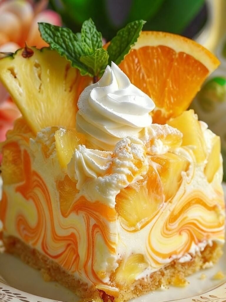 Refreshing Southern Pineapple Orange Swirl Cheesecake Recipe