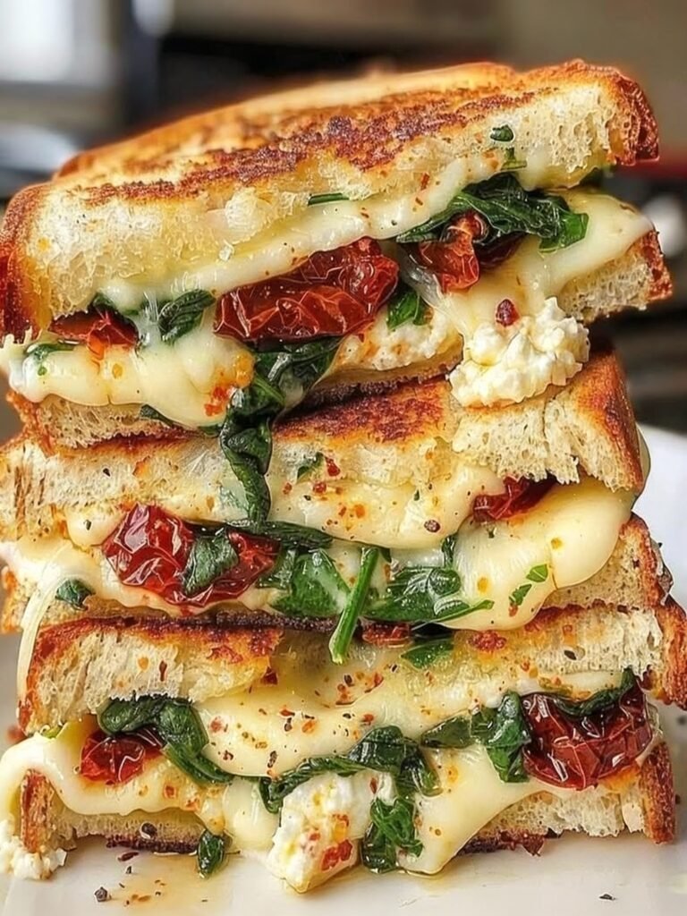 Sun-Dried Tomato Spinach and Ricotta Grilled Cheese Recipe