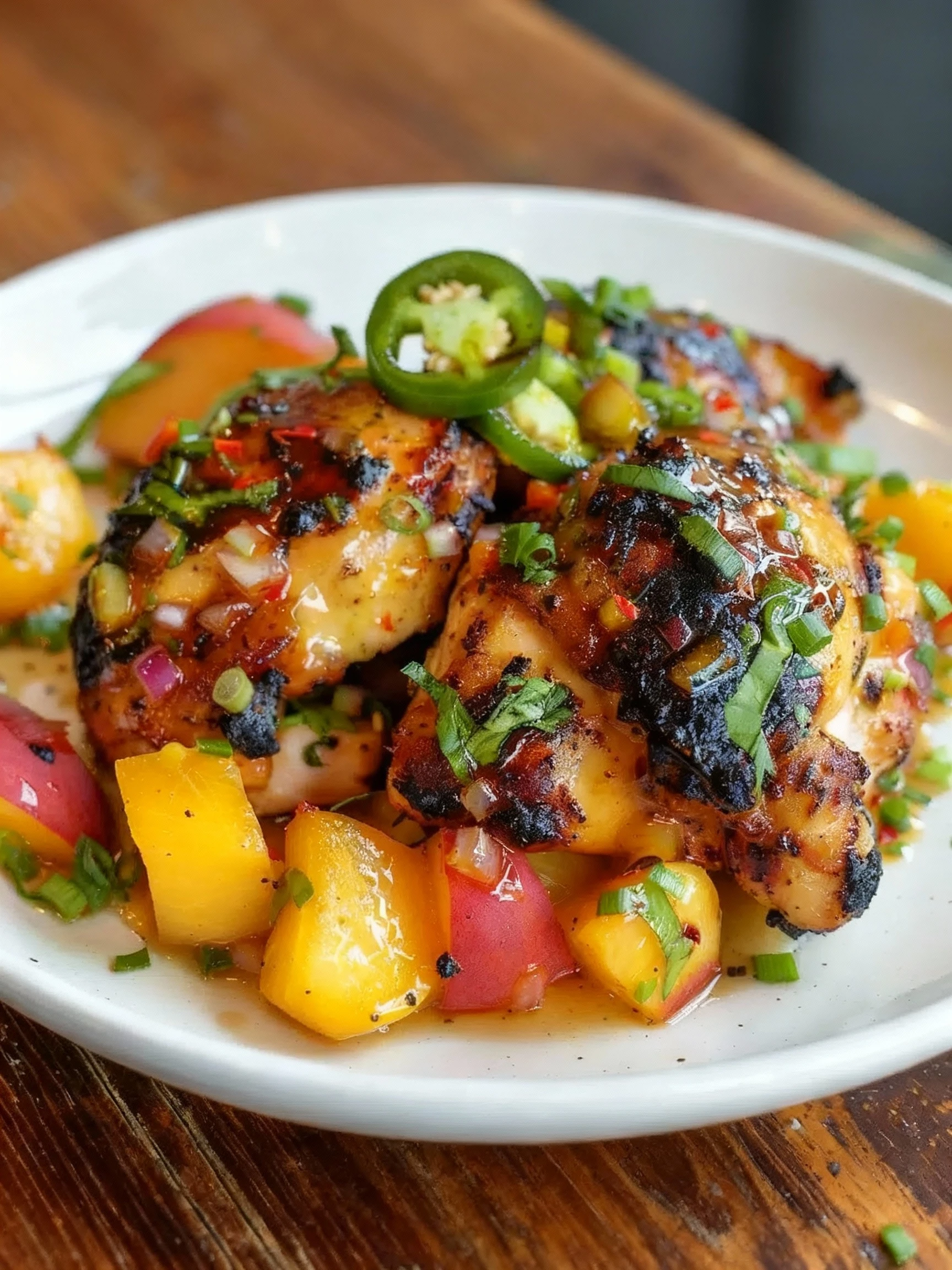 Sweet and Spicy Jalapeño Peach Chicken finished