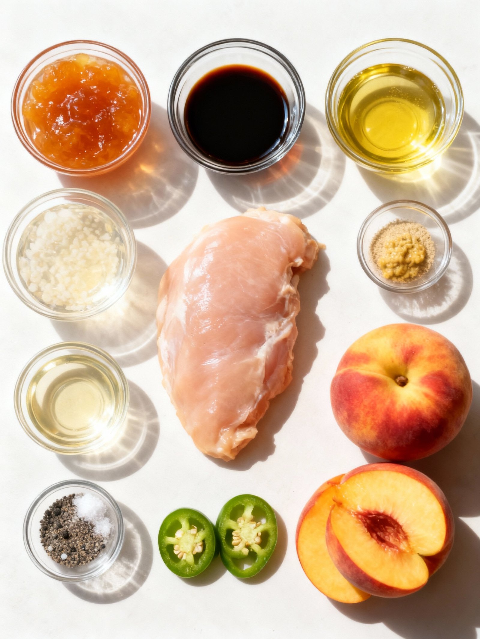 Sweet and Spicy Jalapeño Peach Chicken ingredients