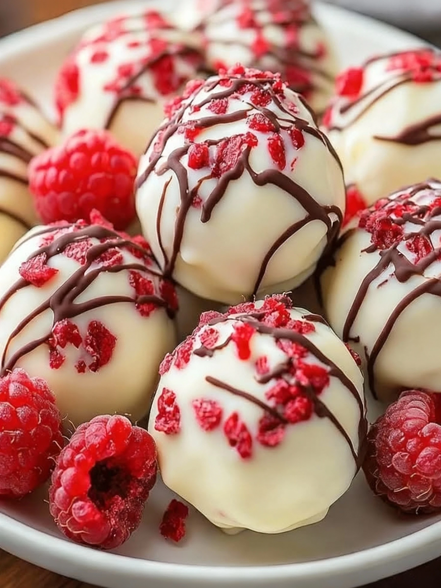 White Chocolate Raspberry Cheesecake Balls Recipe finished
