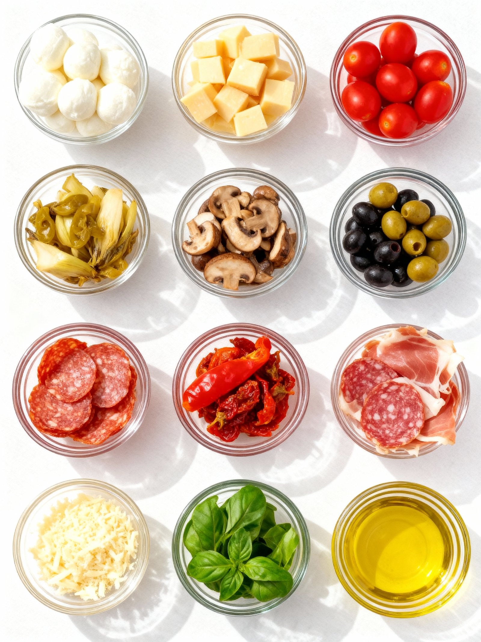 Antipasto Charcuterie Wreath ingredients