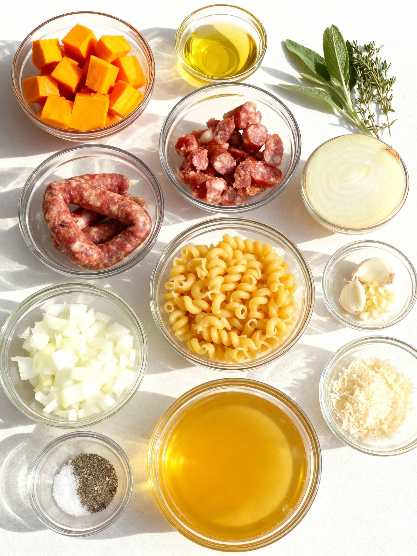 Autumn Sausage Pasta Squash ingredients