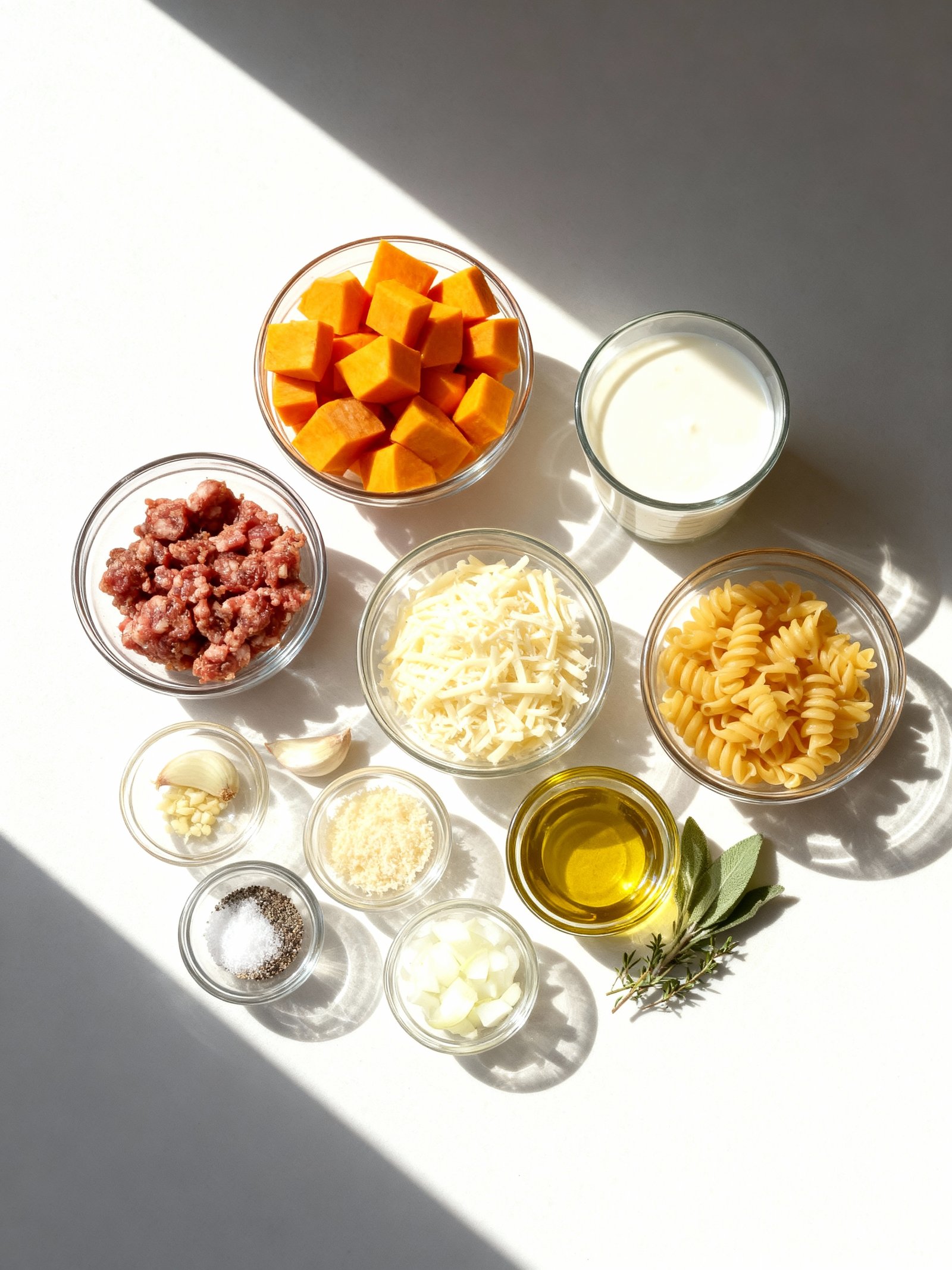 Autumn Sausage Pasta Squash ingredients