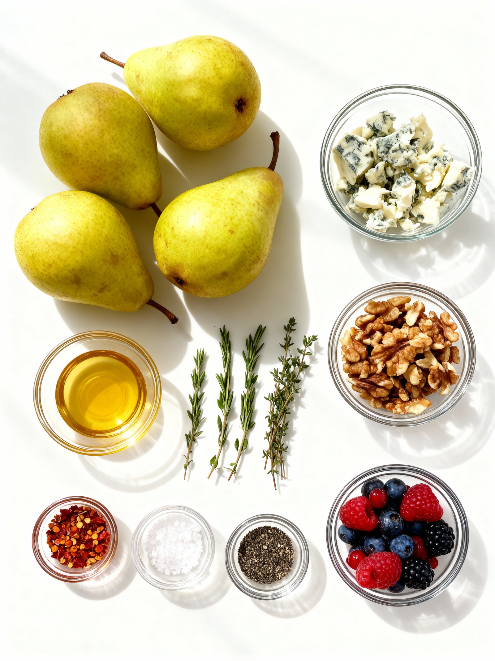 Baked Pears with Berries, Honey, Walnuts & Blue Cheese ingredients
