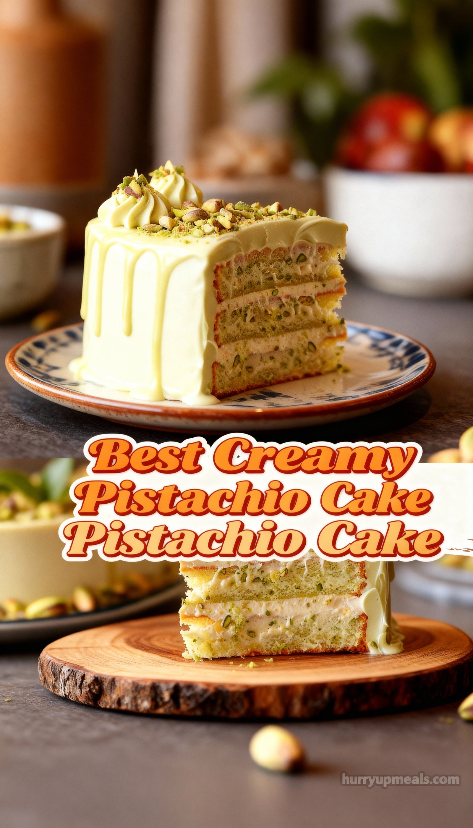Best Creamy Pistachio Cake finished