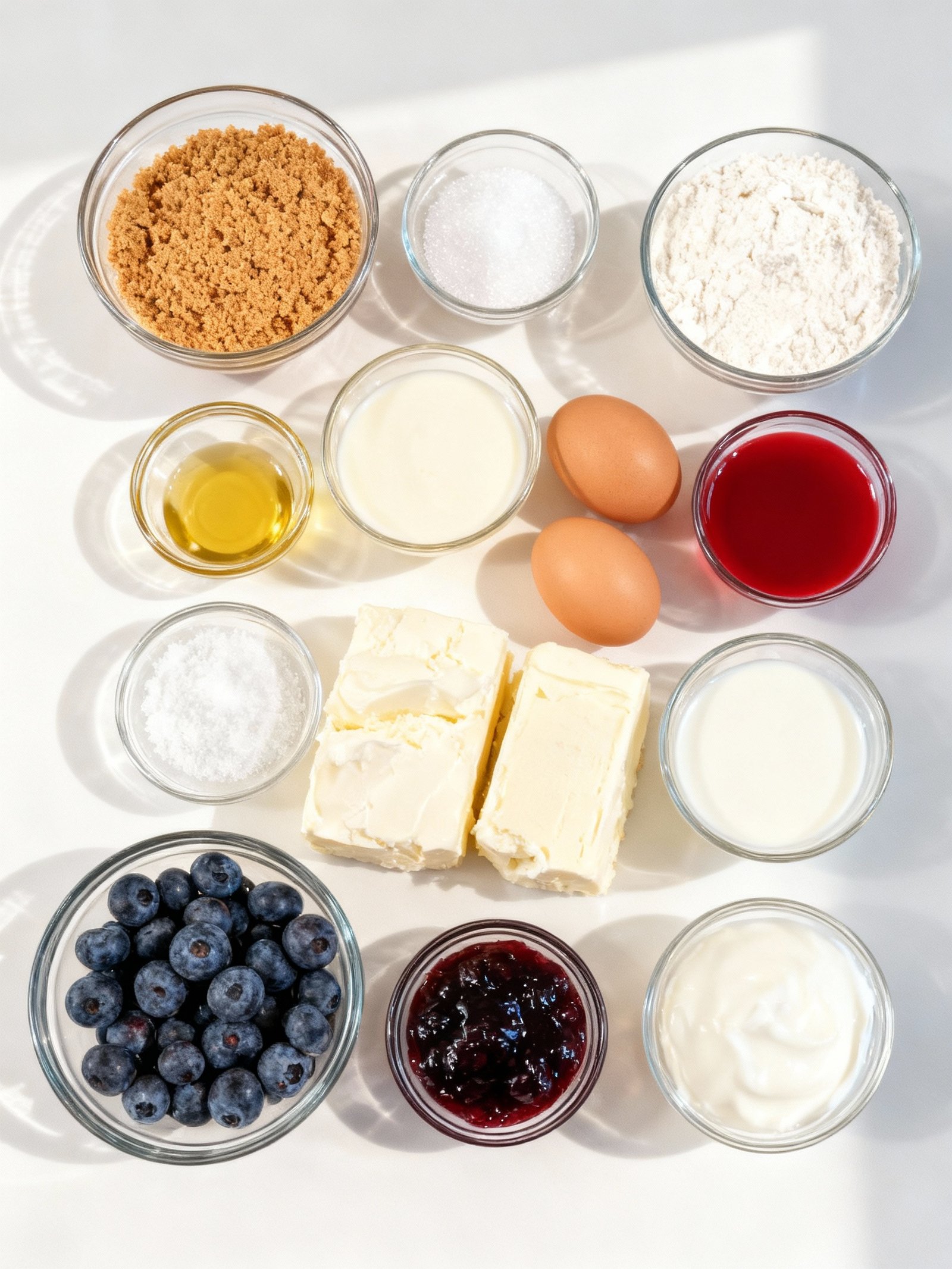 Blueberry Velvet Cheesecake ingredients
