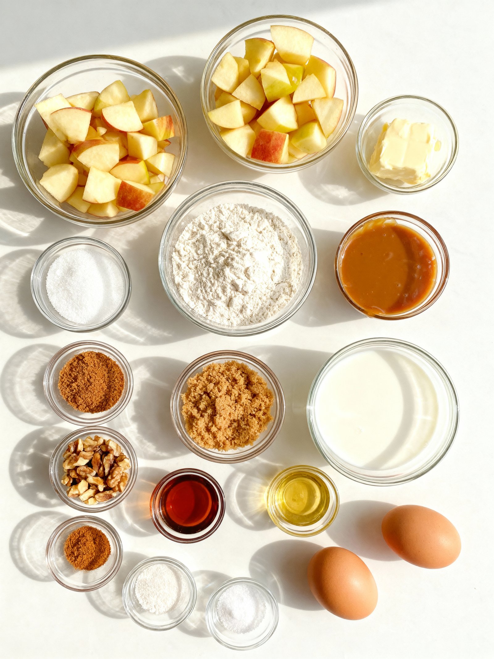 Caramel Apple Muffins Recipe with Walnuts & Caramel Drizzle ingredients