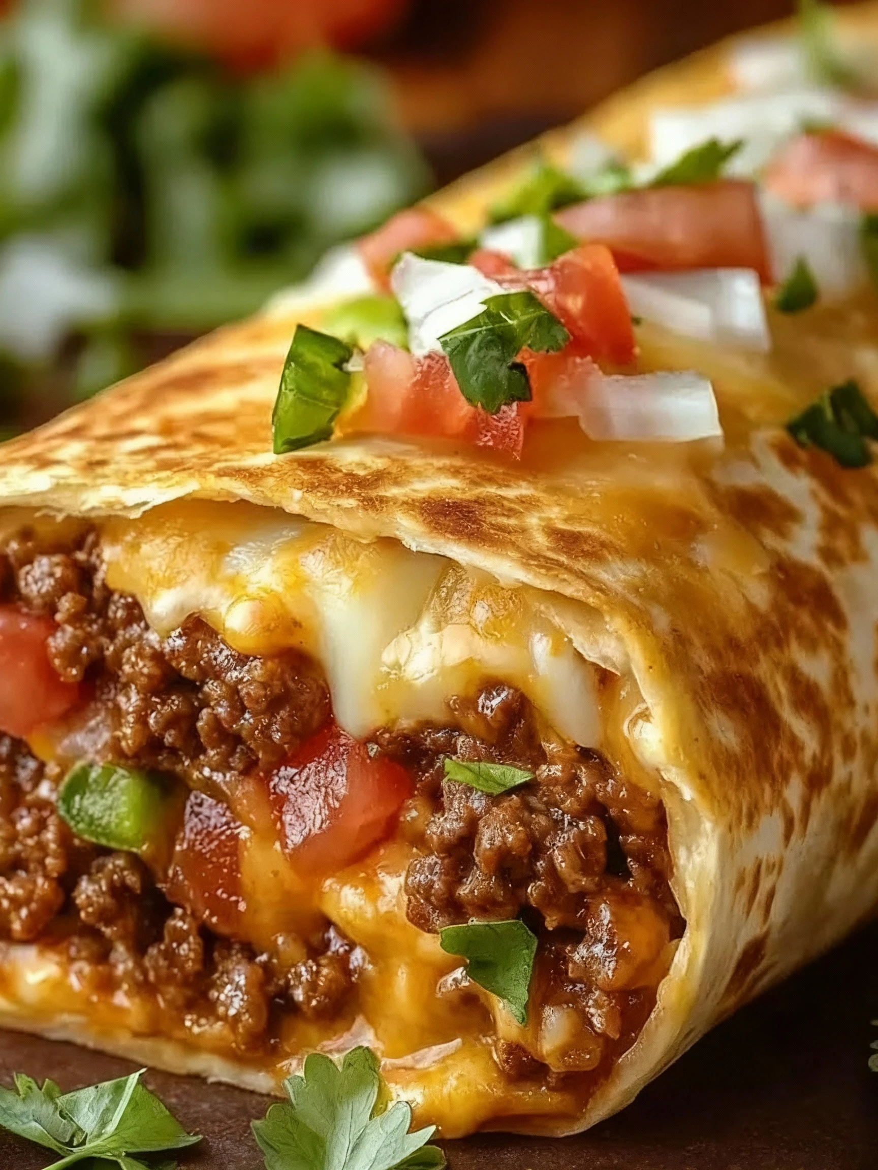 Cheesy Beef Chimichangas finished