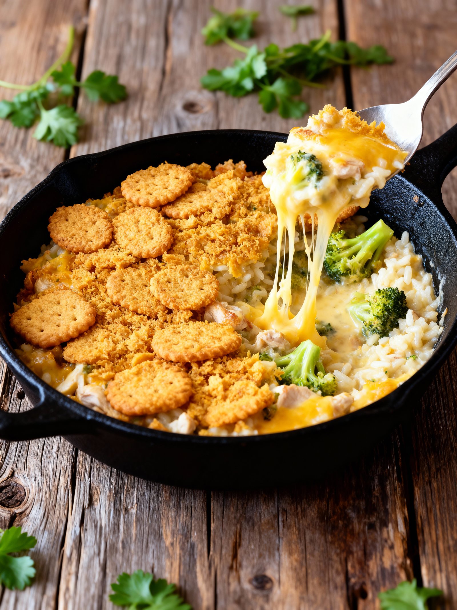 Cheesy Chicken Broccoli Rice Casserole finished