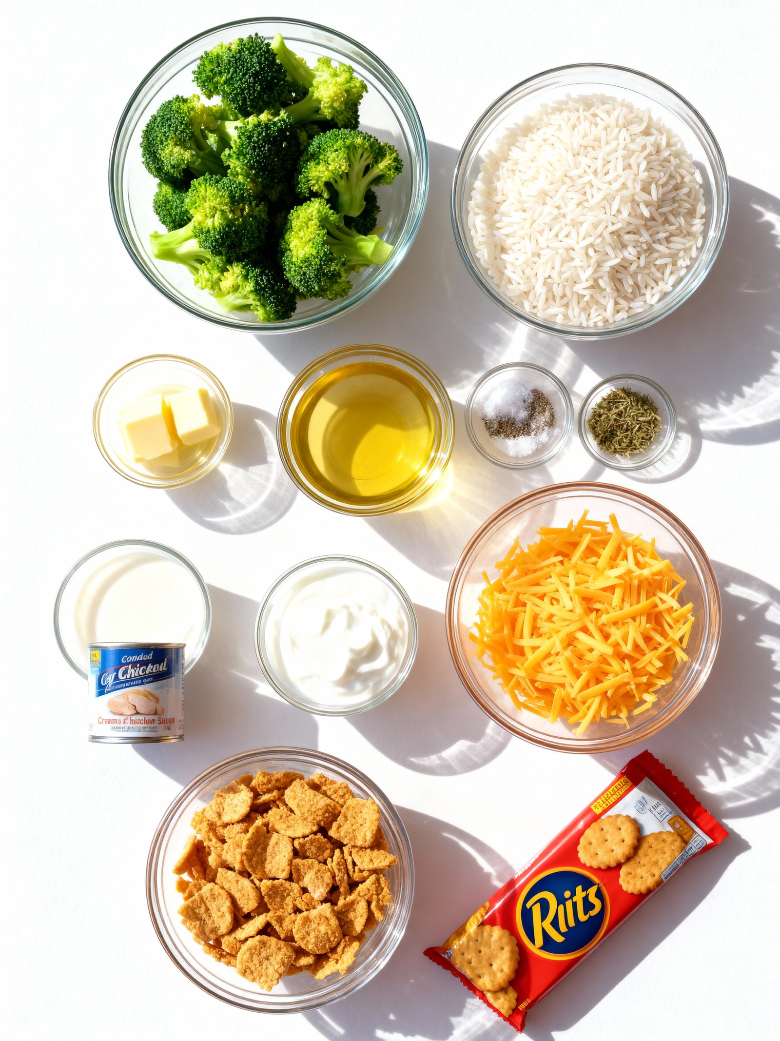 Cheesy Chicken Broccoli Rice Casserole ingredients
