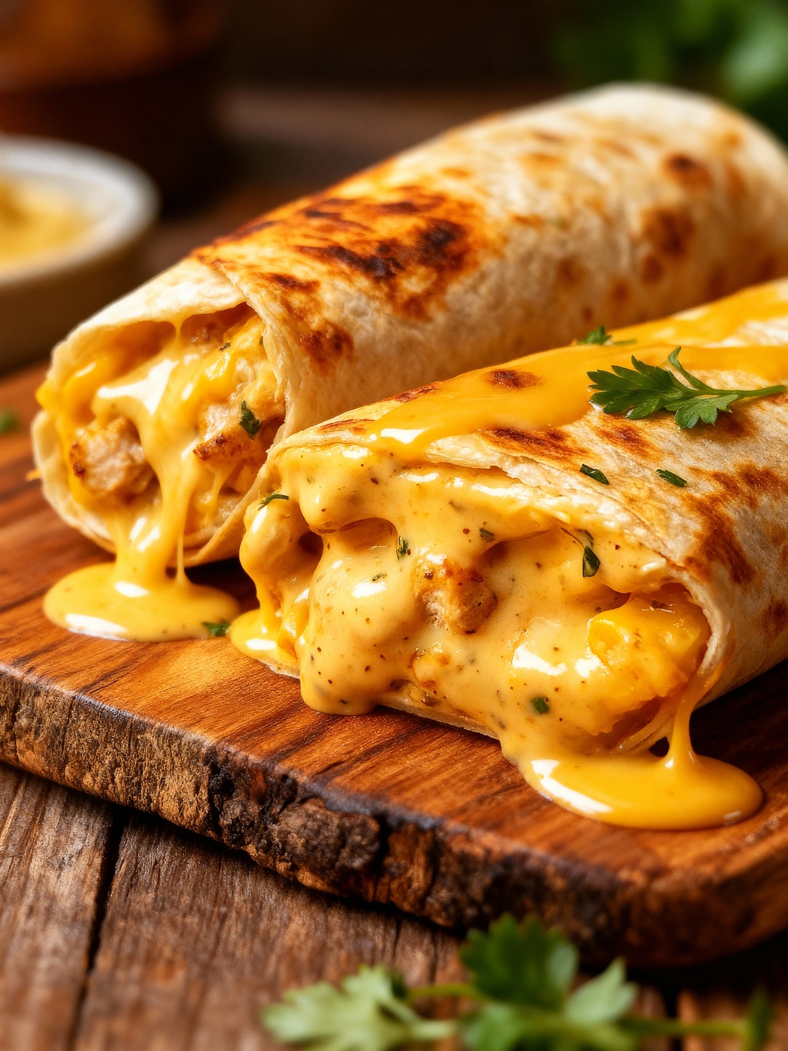 Cheesy Garlic Chicken Wraps finished