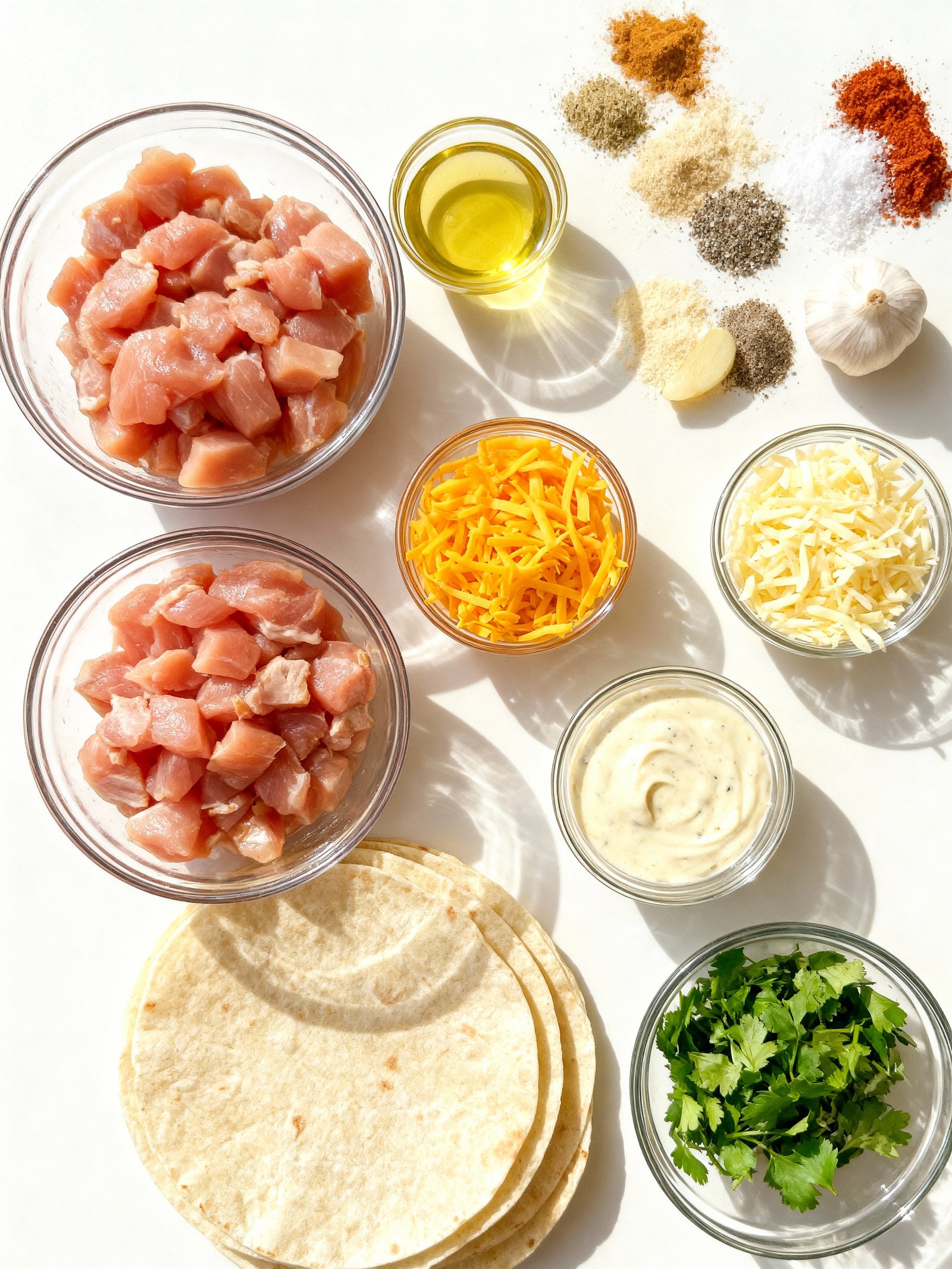 Cheesy Garlic Chicken Wraps ingredients