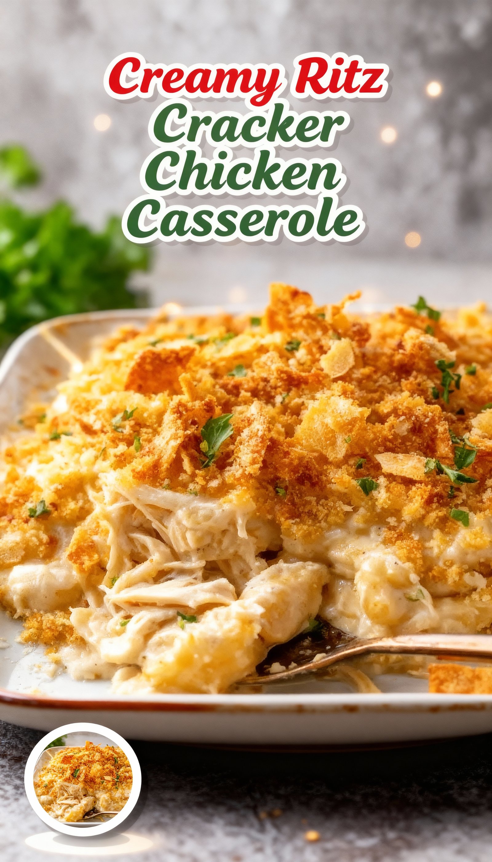 Creamy Ritz Cracker Chicken Casserole finished