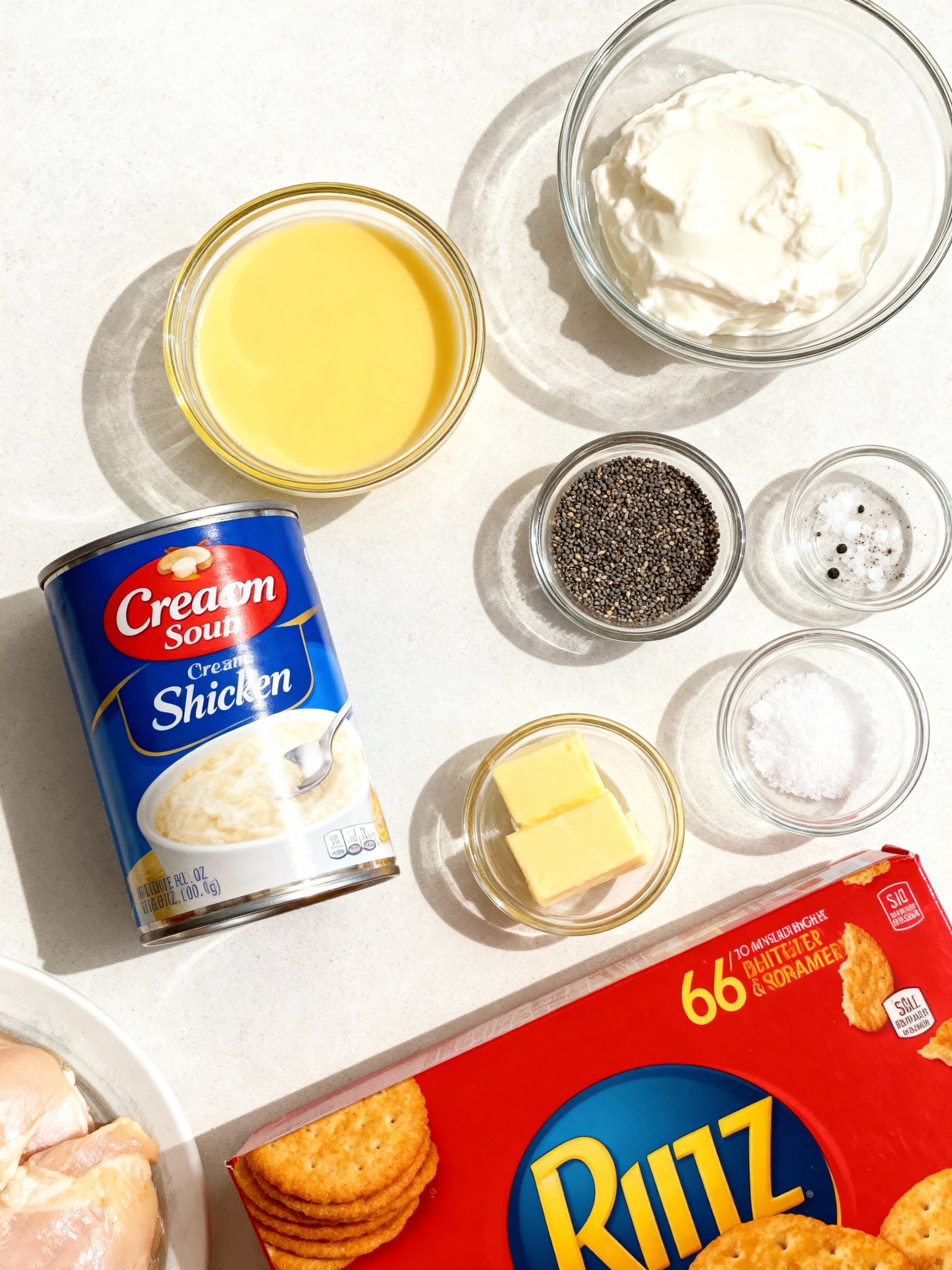 Creamy Ritz Cracker Chicken Casserole ingredients
