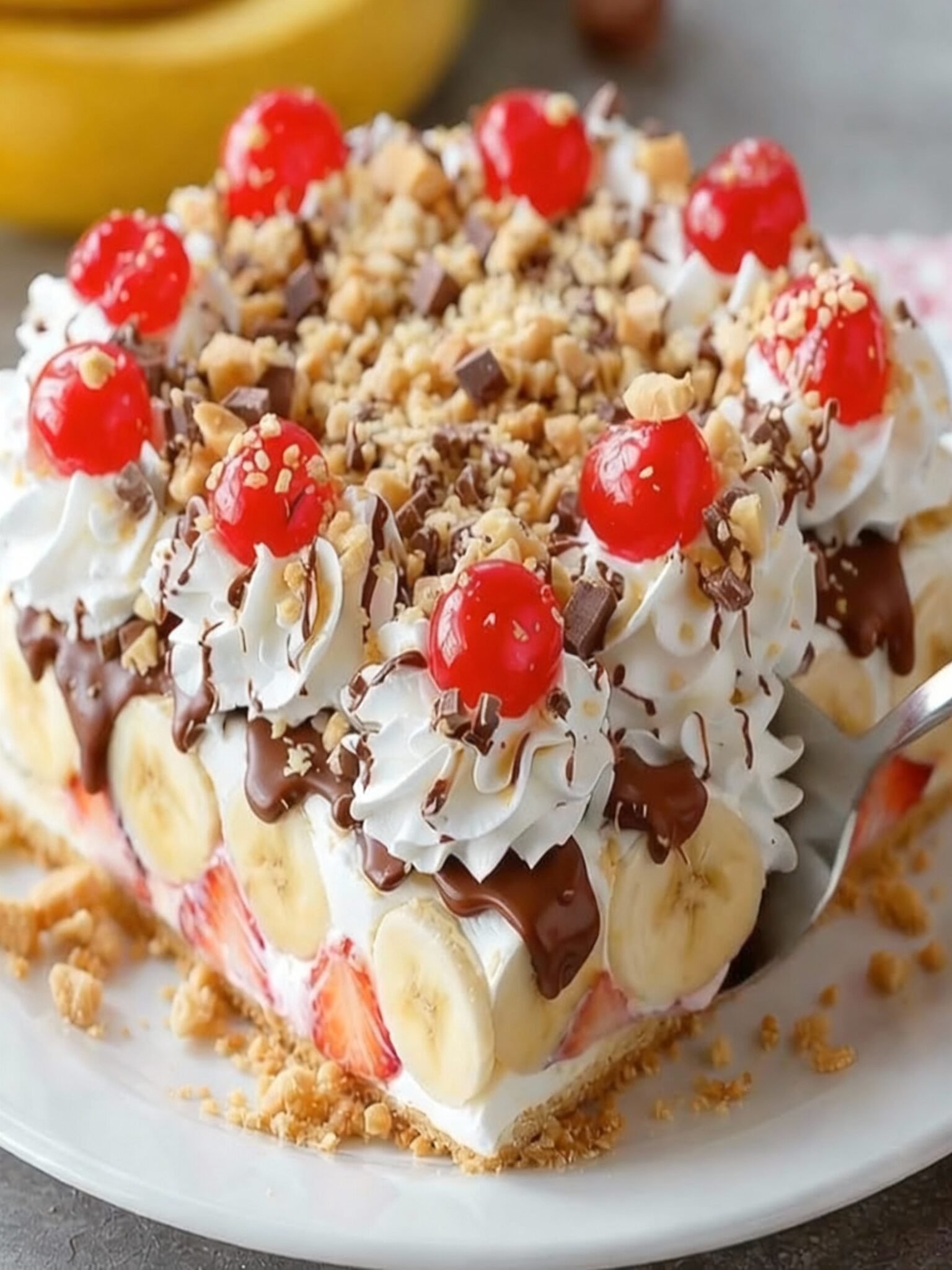 Easy No-Bake Banana Split Cake Recipe - hurryupmeals