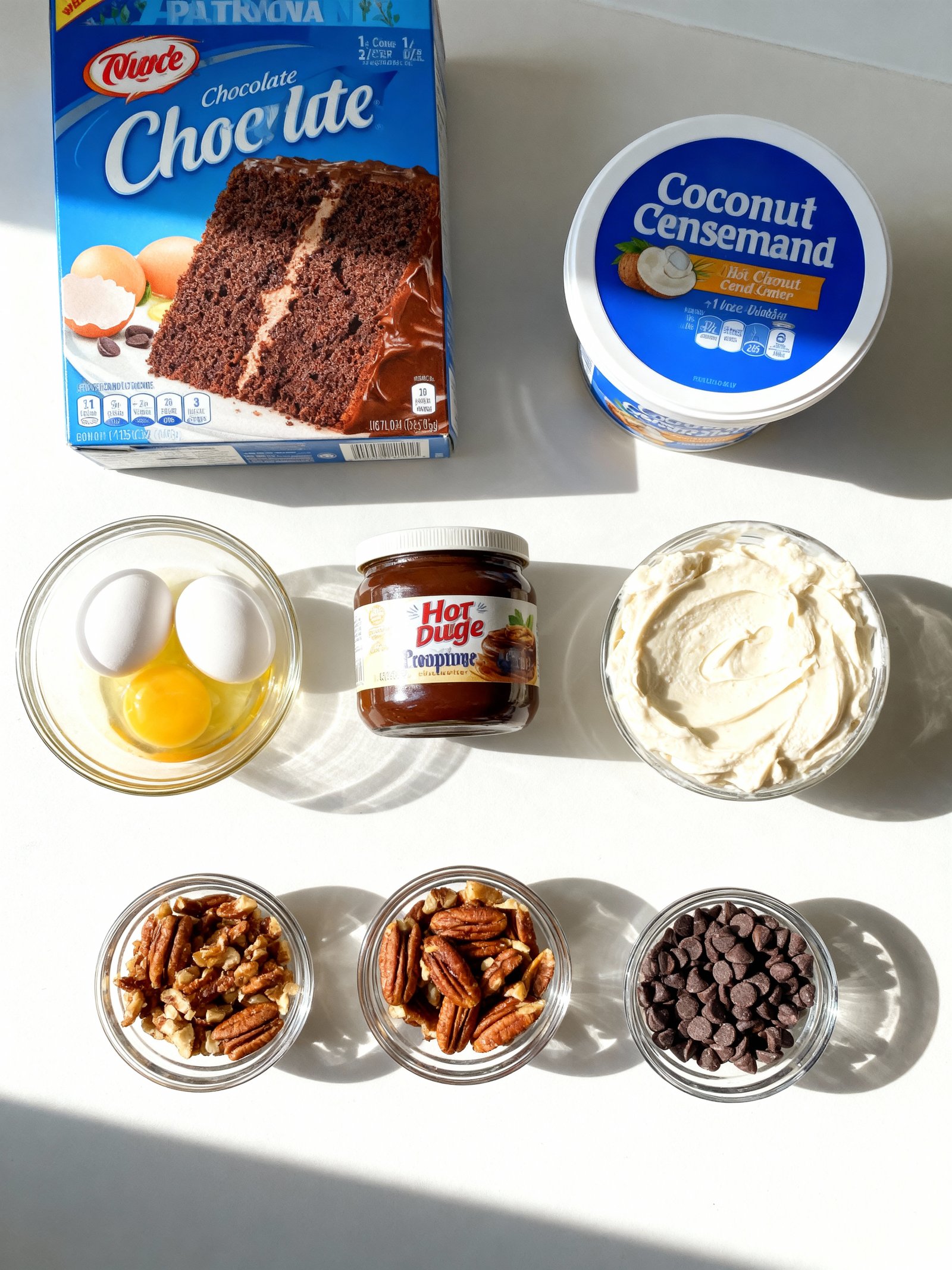 German Chocolate Poke Cake ingredients
