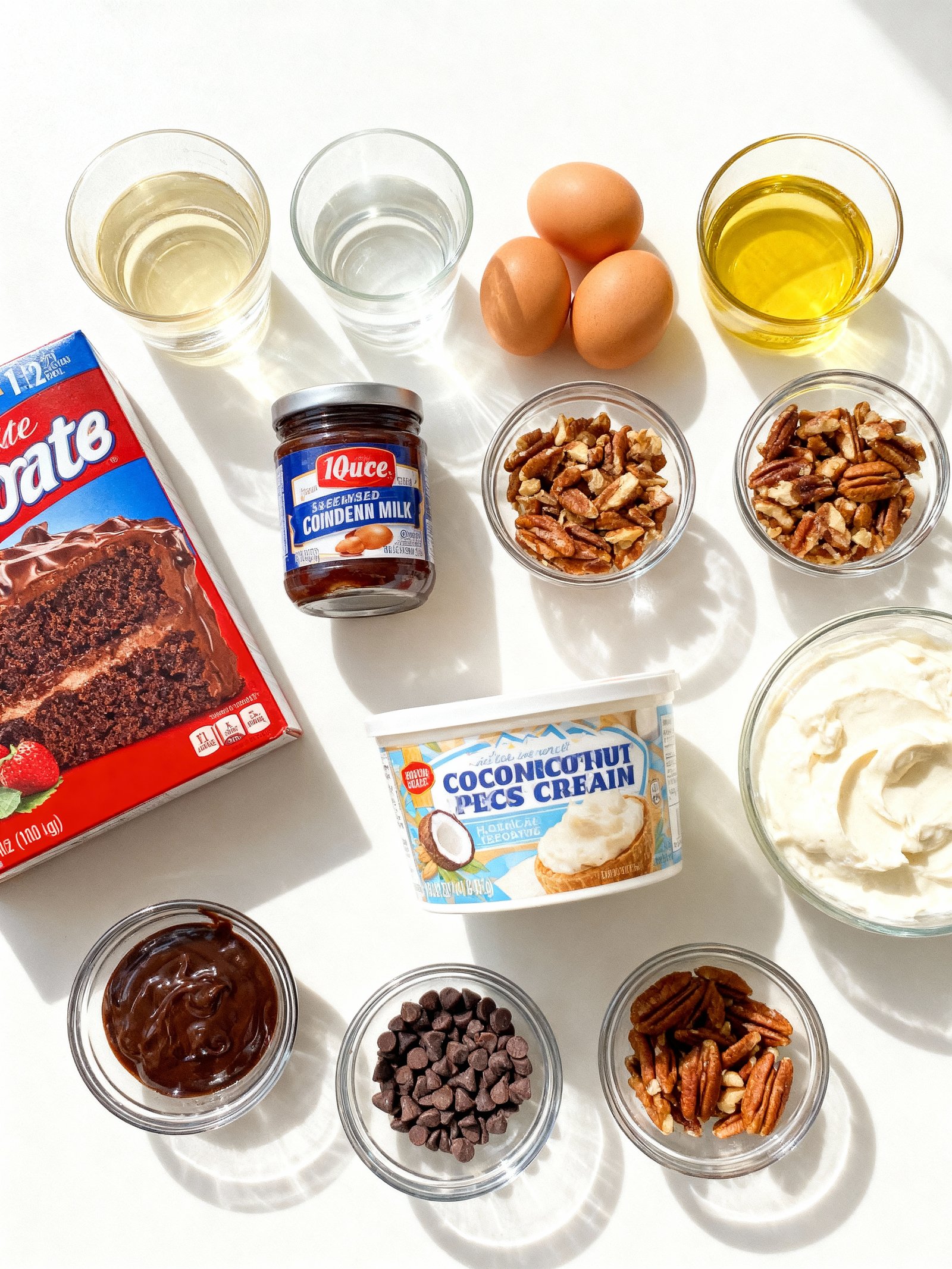 German Chocolate Poke Cake ingredients