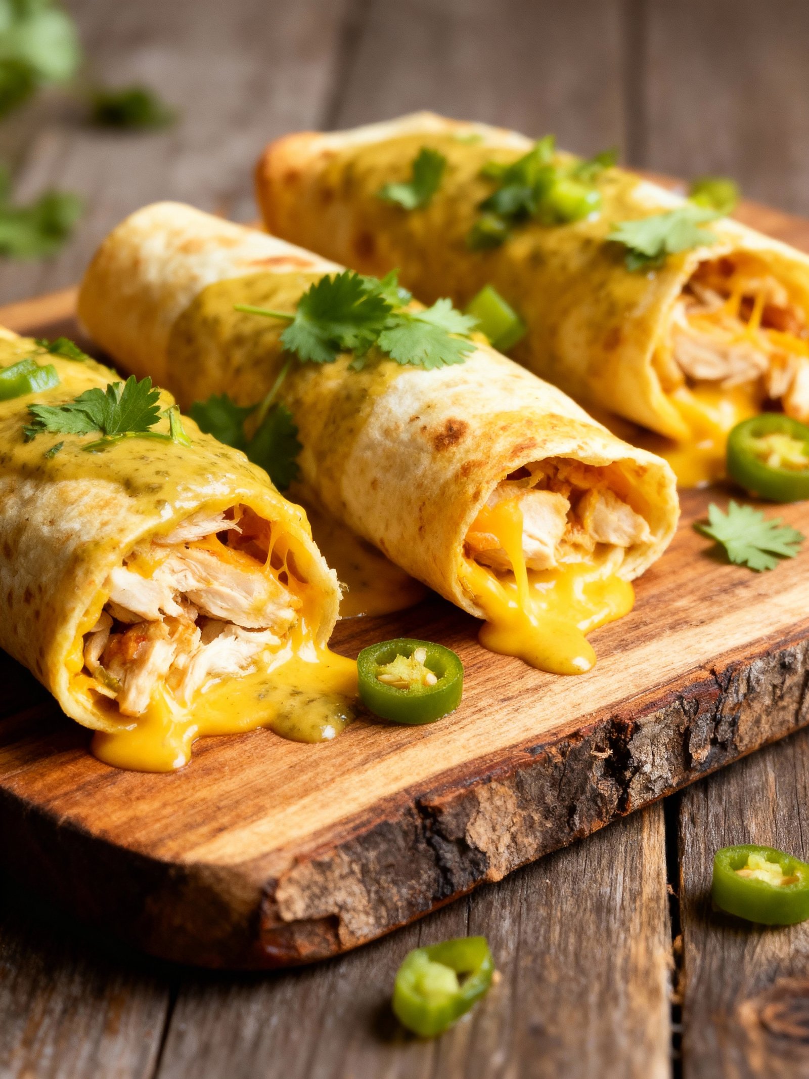 Green Chile Chicken Burritos finished