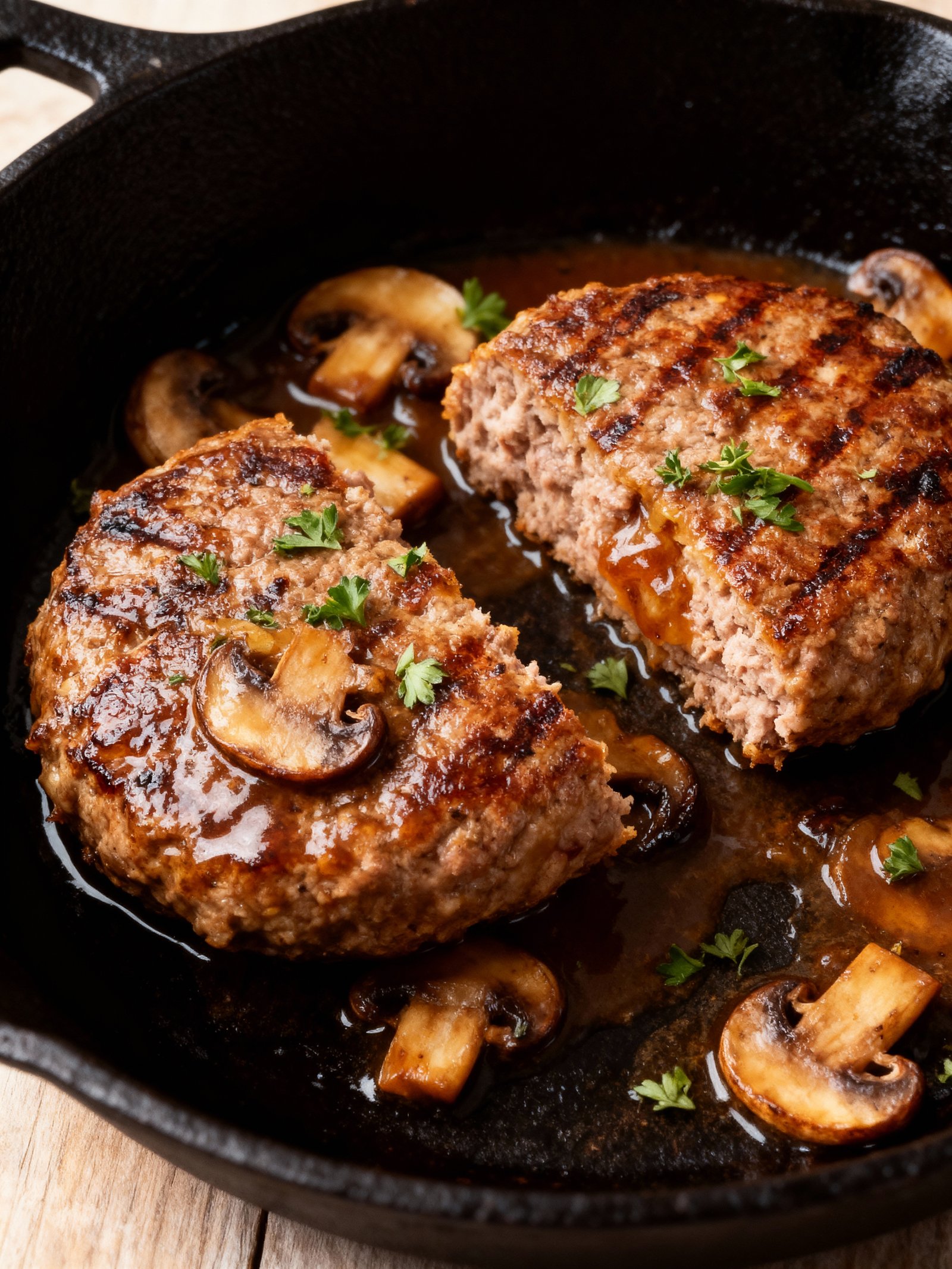Hamburger Steak and Gravy finished