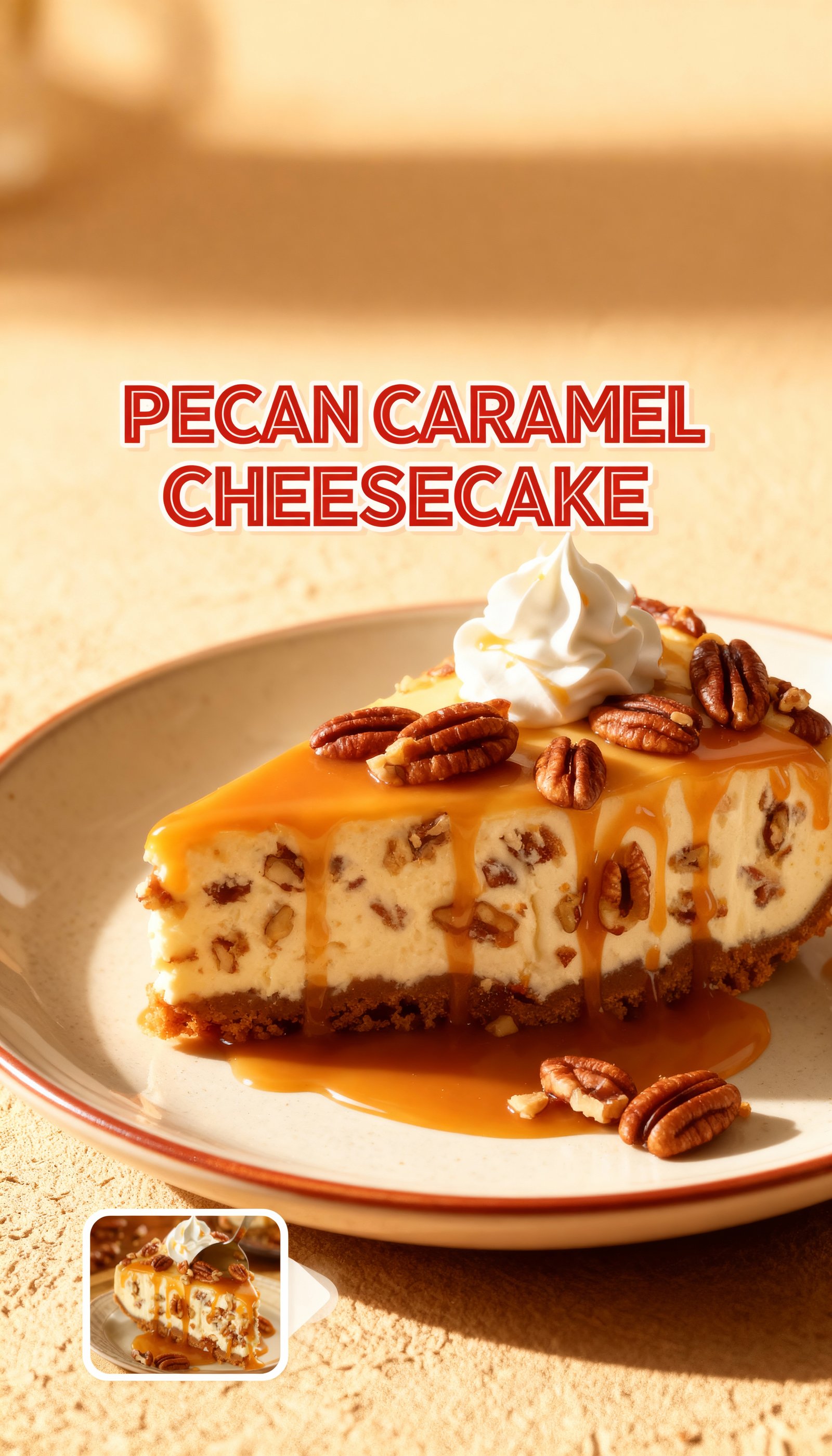 irresistible Pecan Caramel Cheesecake finished