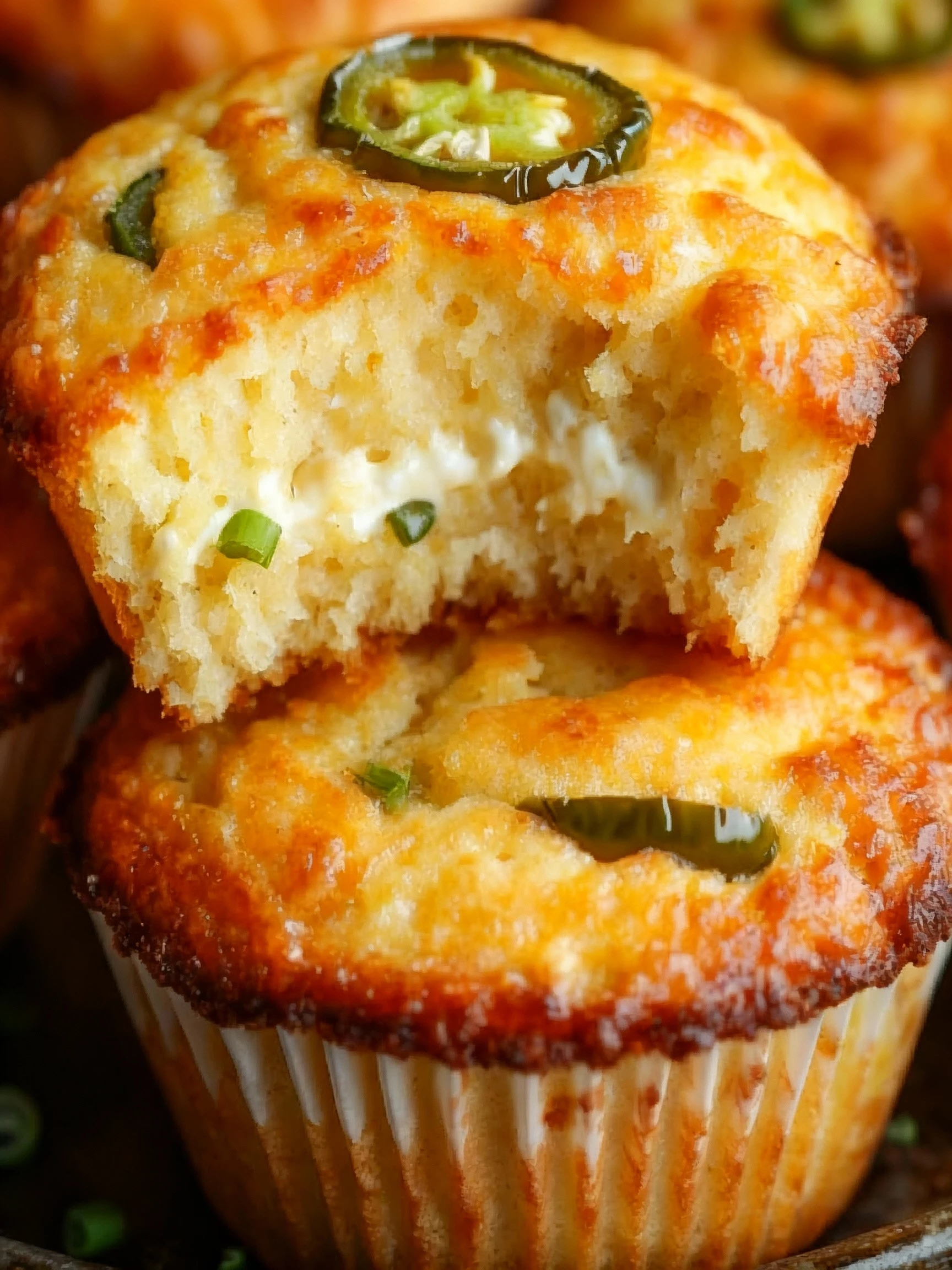 Jalapeño Cornbread Muffins with Cream Cheese Filling finished