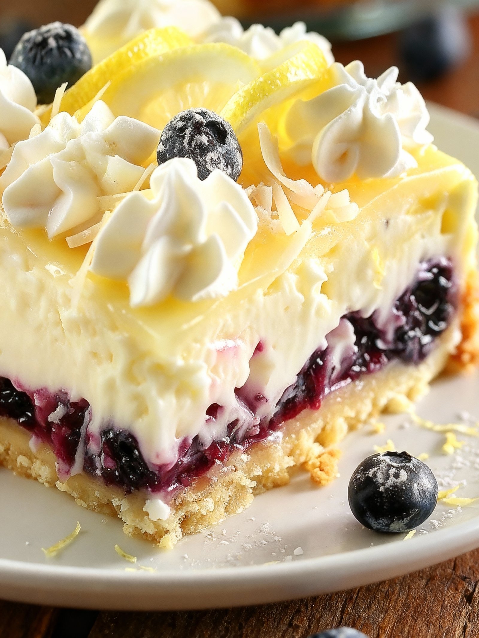 Lemon Blueberry Cheesecake Bars finished