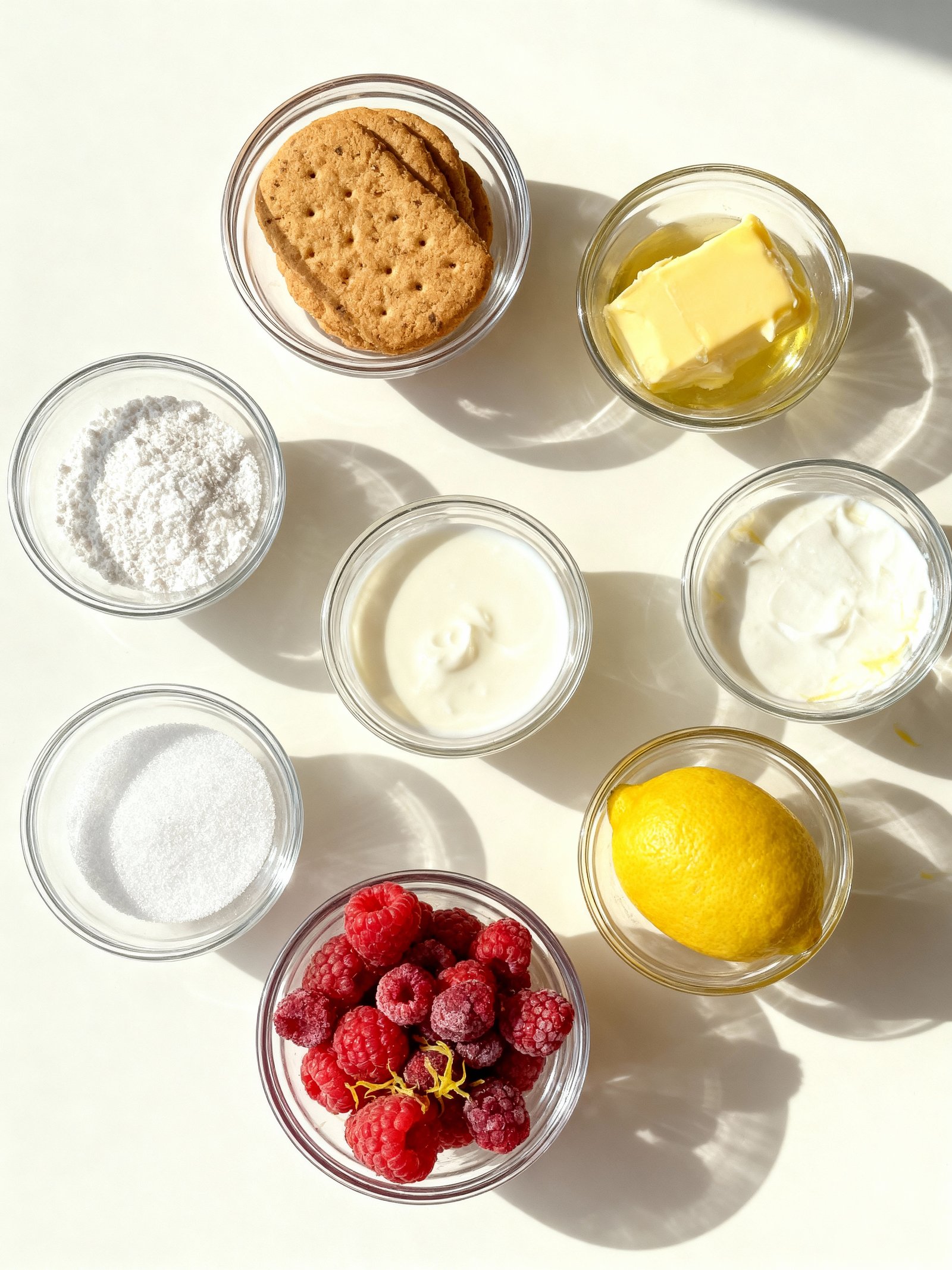 Lemon Raspberry Meringue Cheesecake ingredients