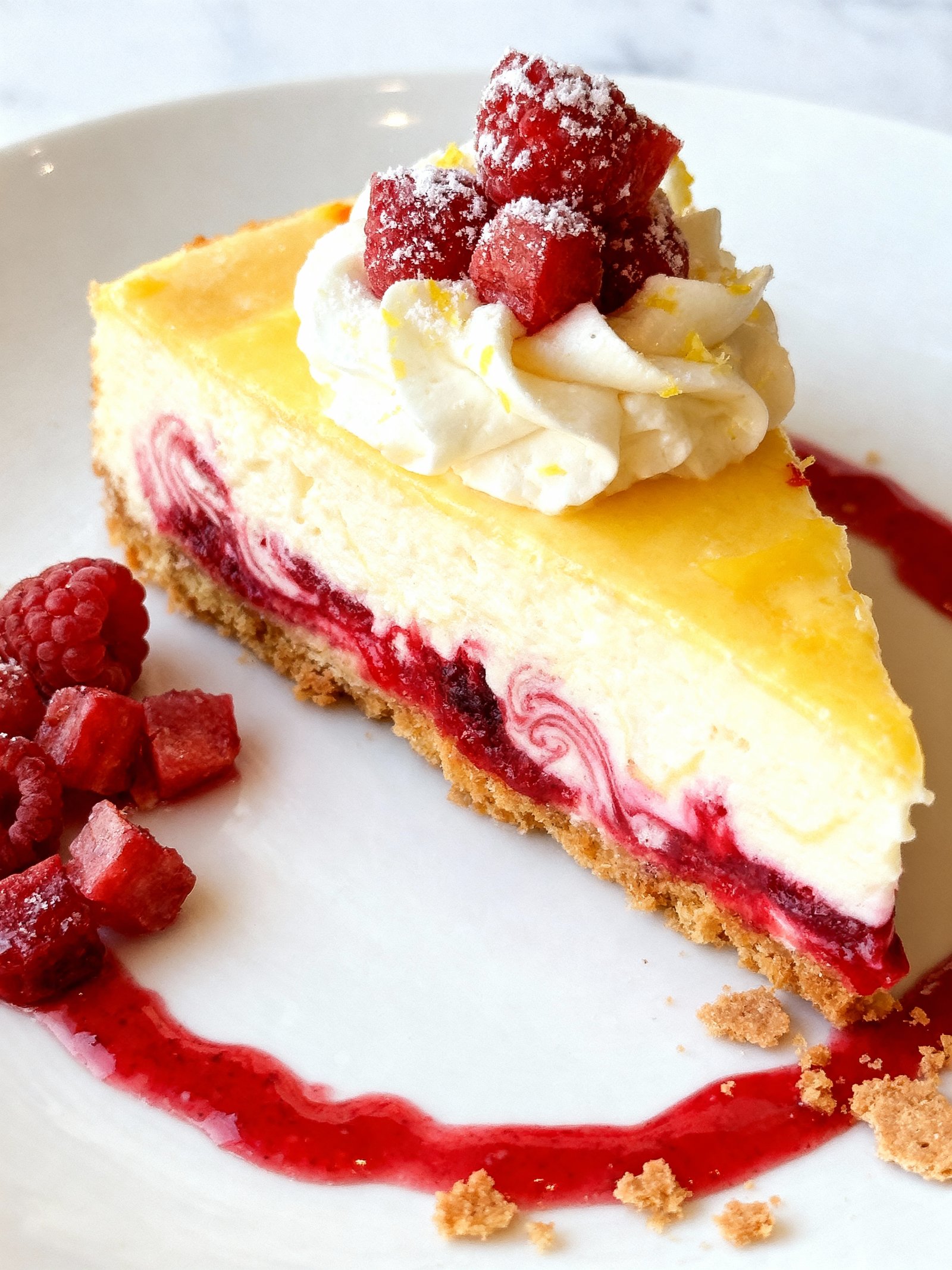 Lemon Raspberry Swirl Cheesecake finished