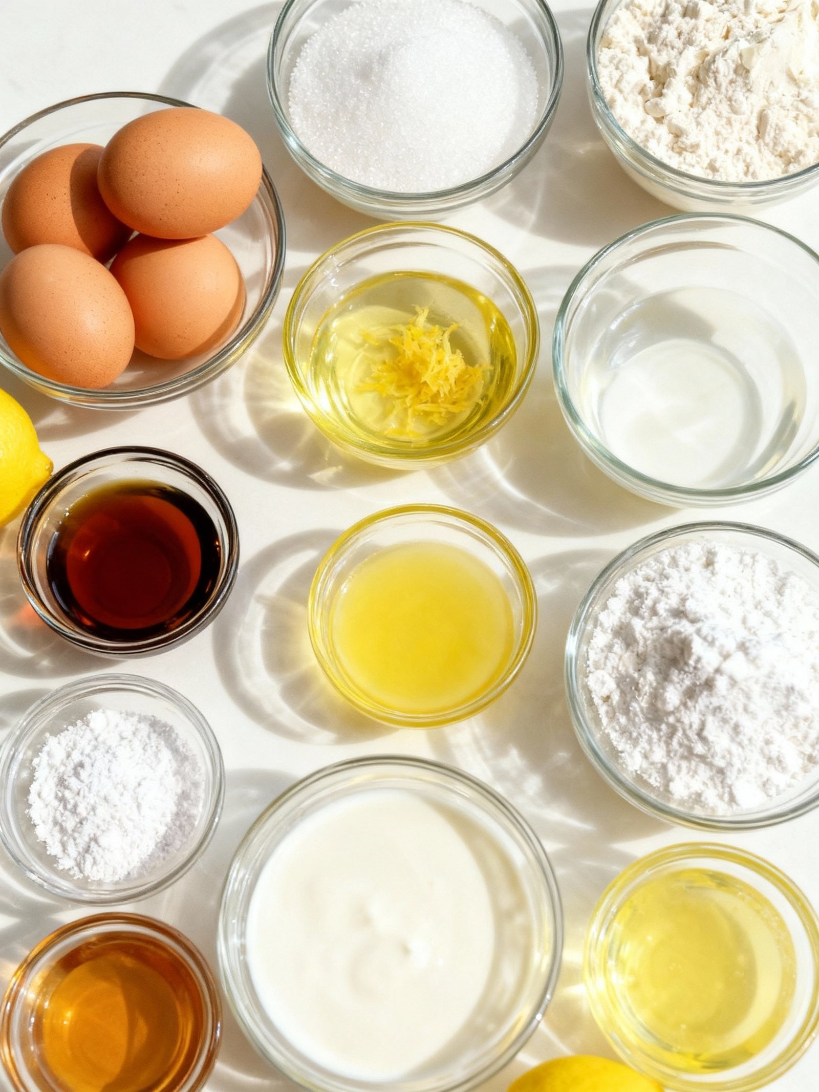Luscious Lemon Cream Roll Cake with Lemon Glaze ingredients
