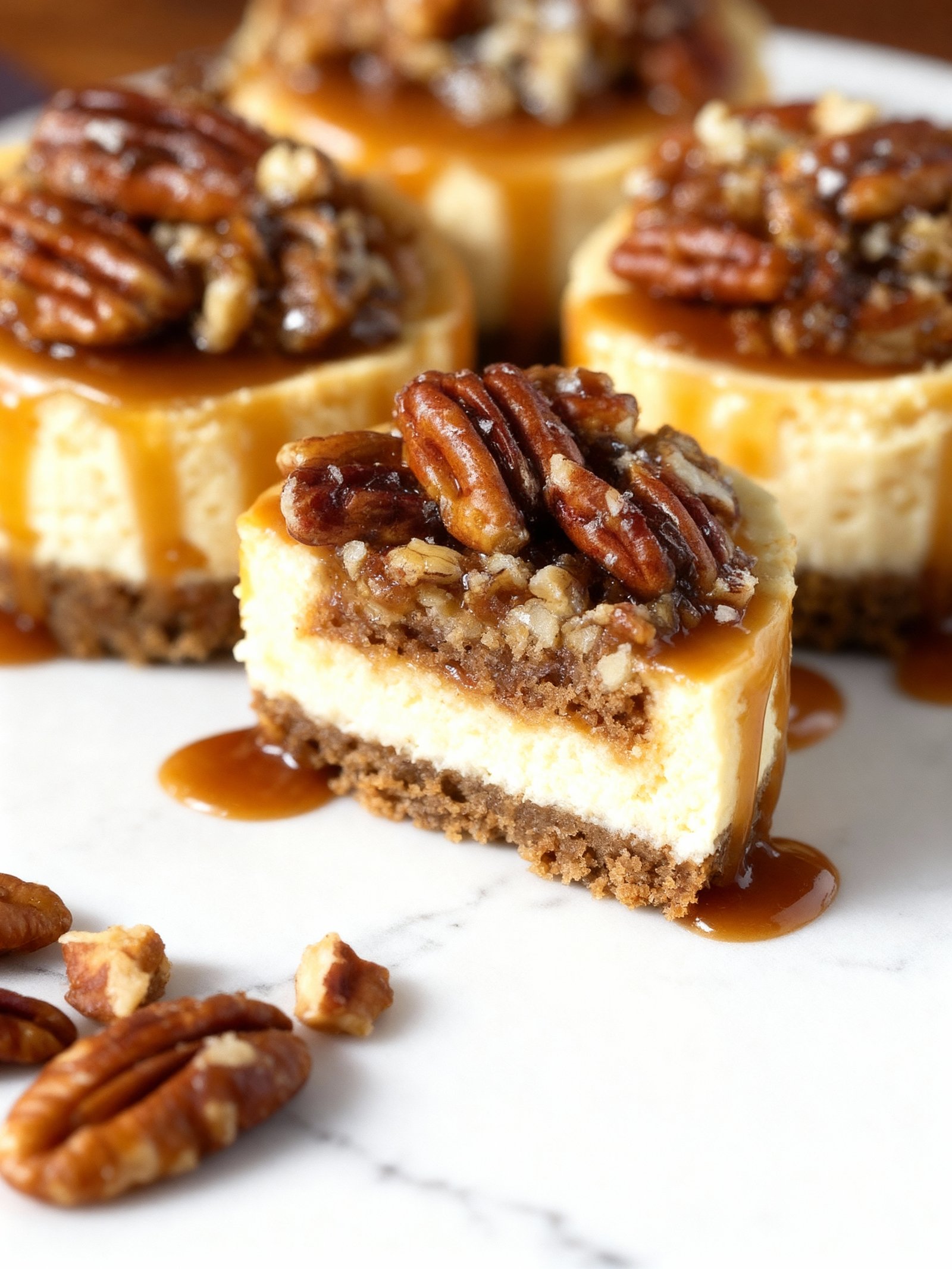 Mini Pecan Pie Cheesecakes finished