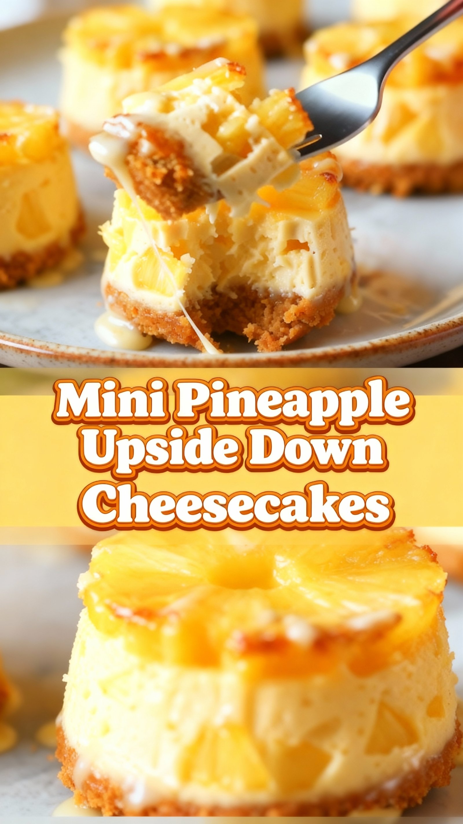 Mini Pineapple Upside Down Cheesecakes finished