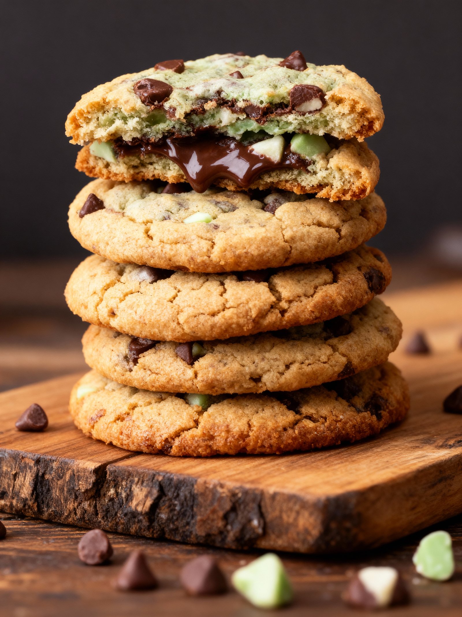 Mint Chocolate Chip Cookies finished