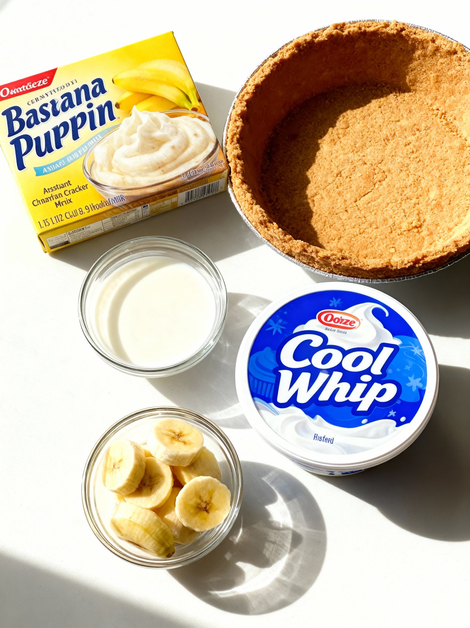 No Bake Banana Cream Pies ingredients
